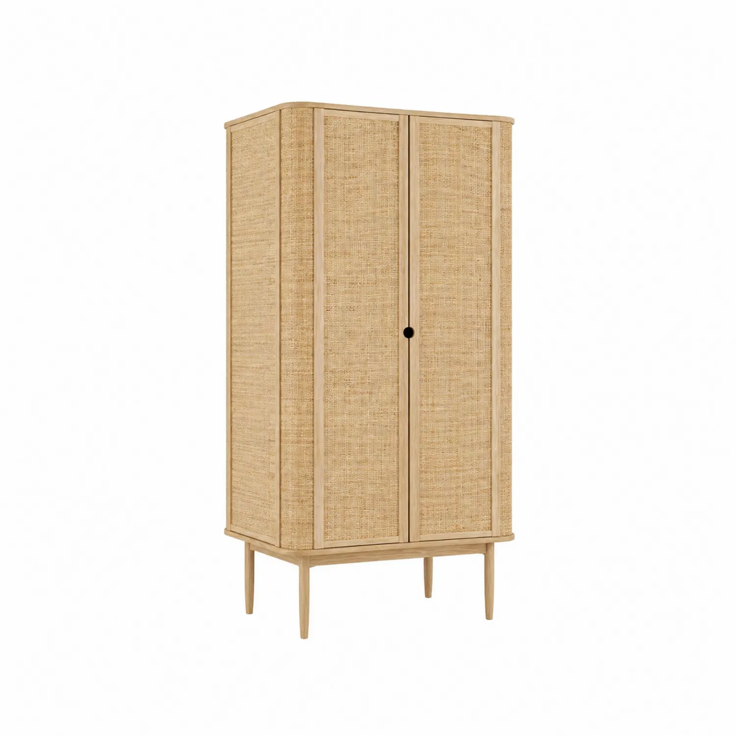 Armario de Madera y Ratán con Dos Puertas