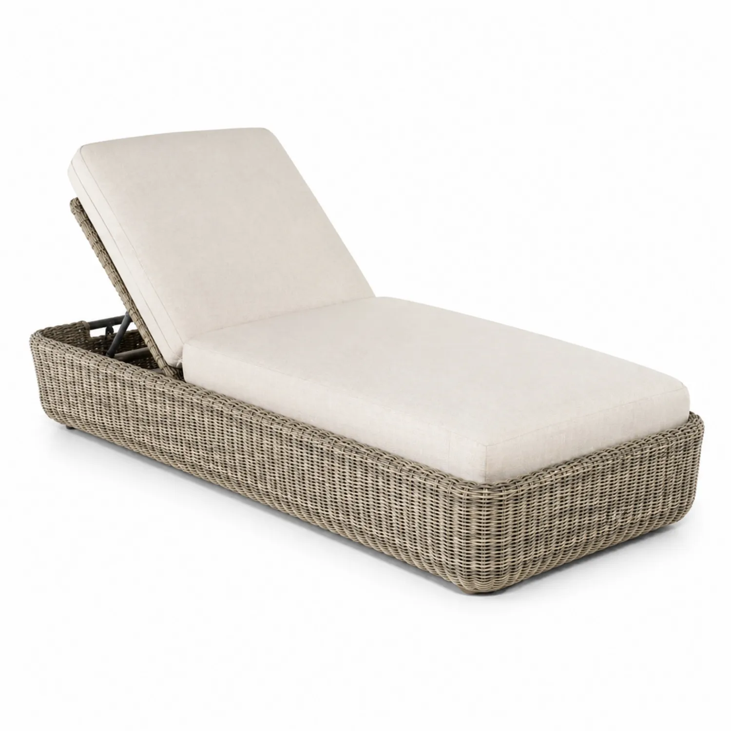 Tumbona de Ratán Sintético Beige con Cojines