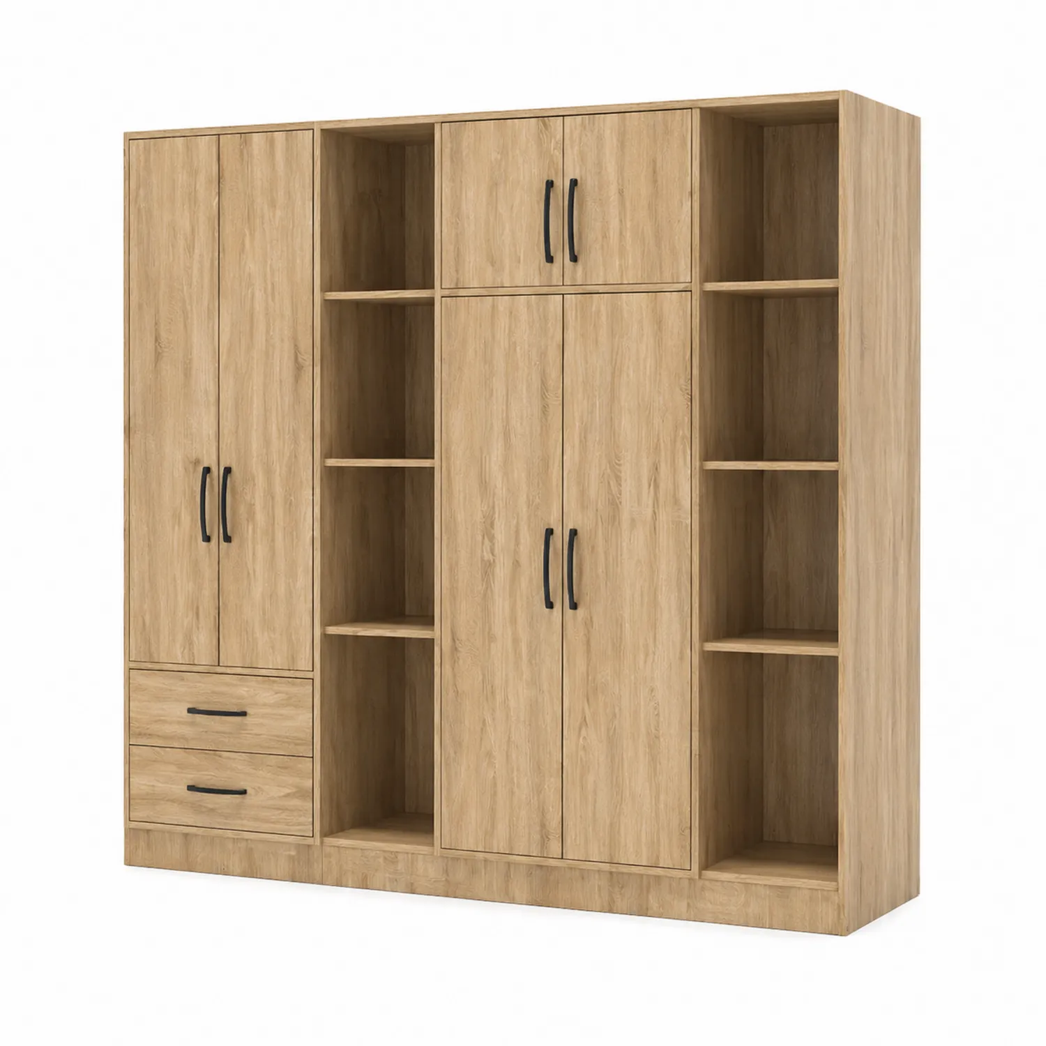 Armario de MDF con Estantes y Cajones 240x200x50 cm Roble Claro