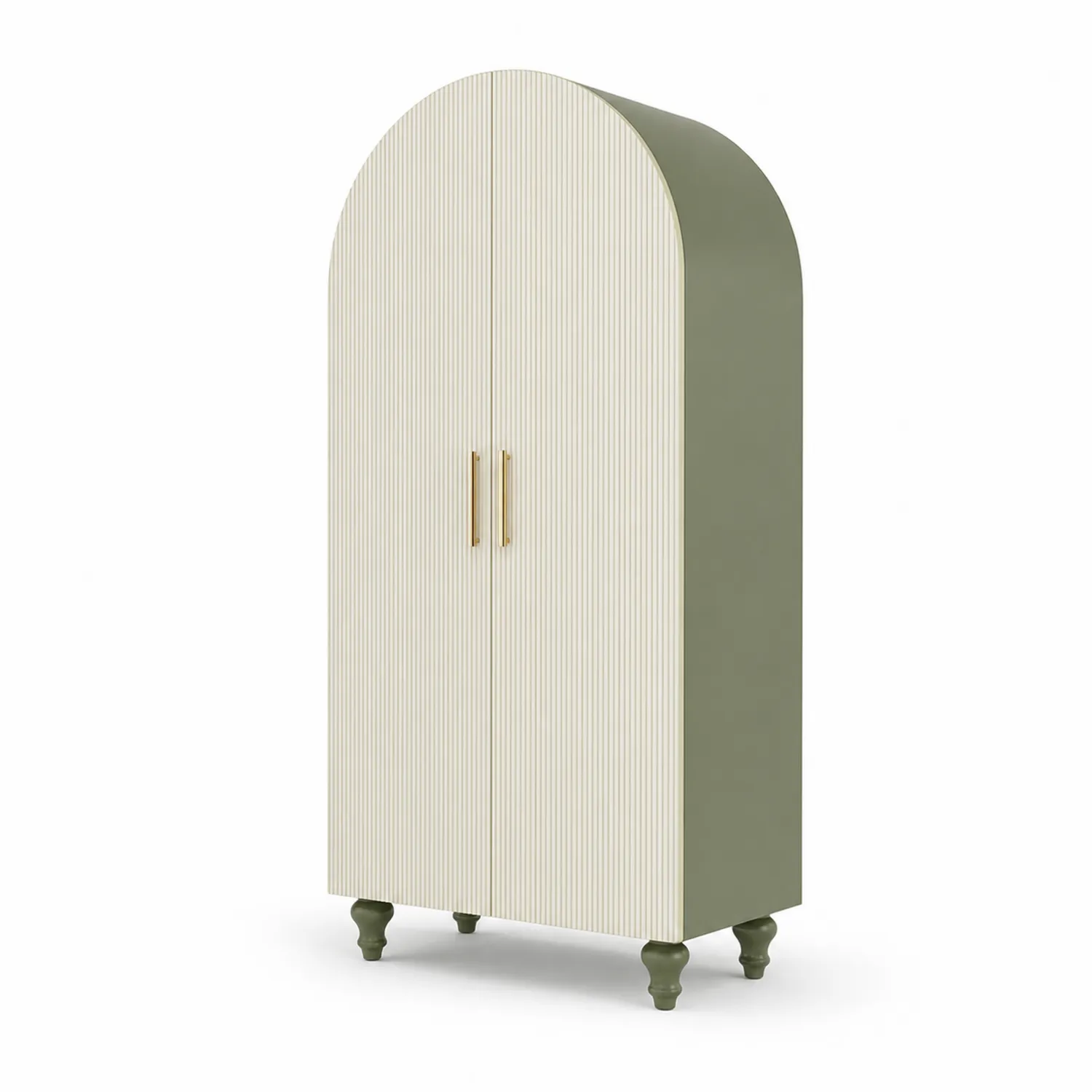 Armario de Madera y Metal con Diseño Arqueado Verde/Blanco