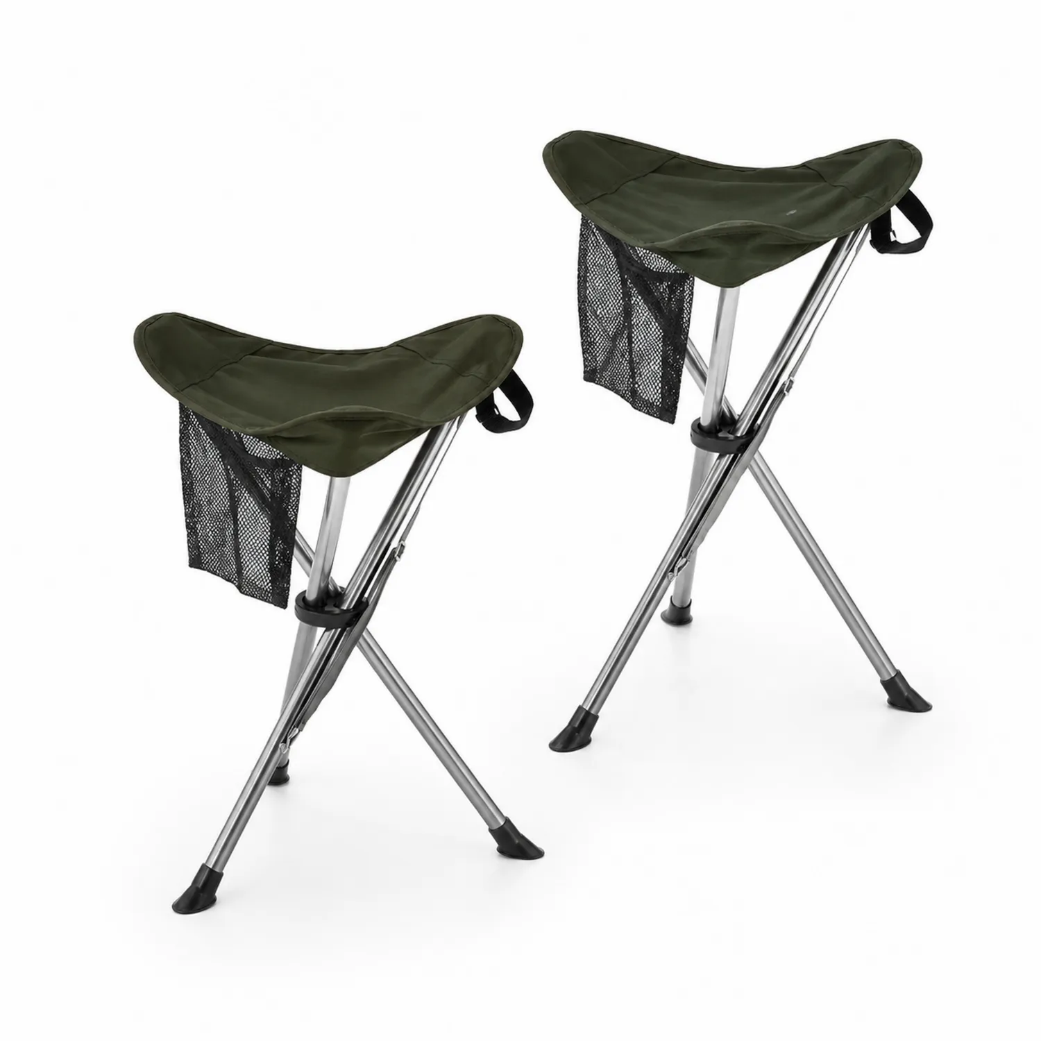 Set de 2 taburetes plegables de acero y poliéster Verde