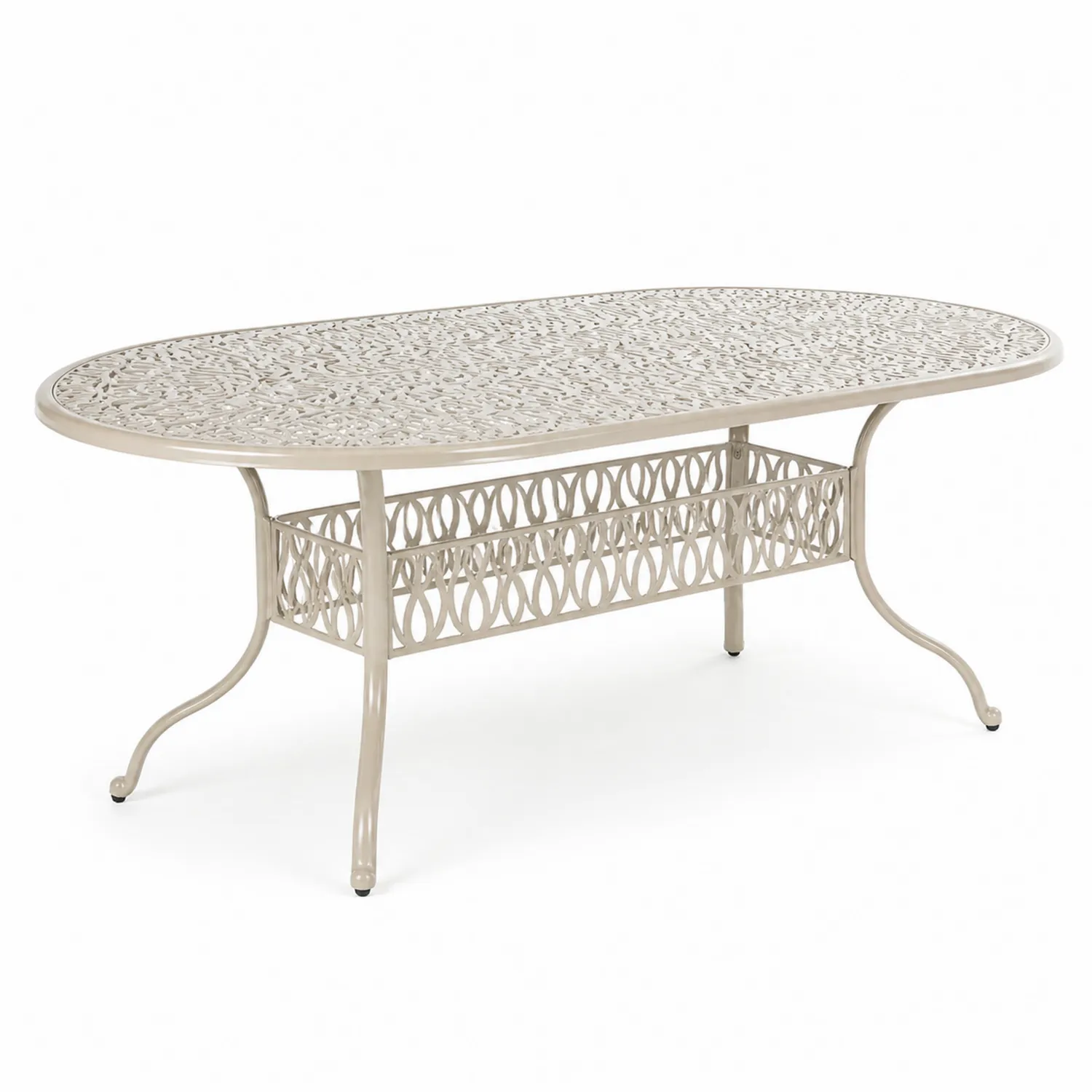 Mesa de aluminio calado 180x90x75 cm Beige
