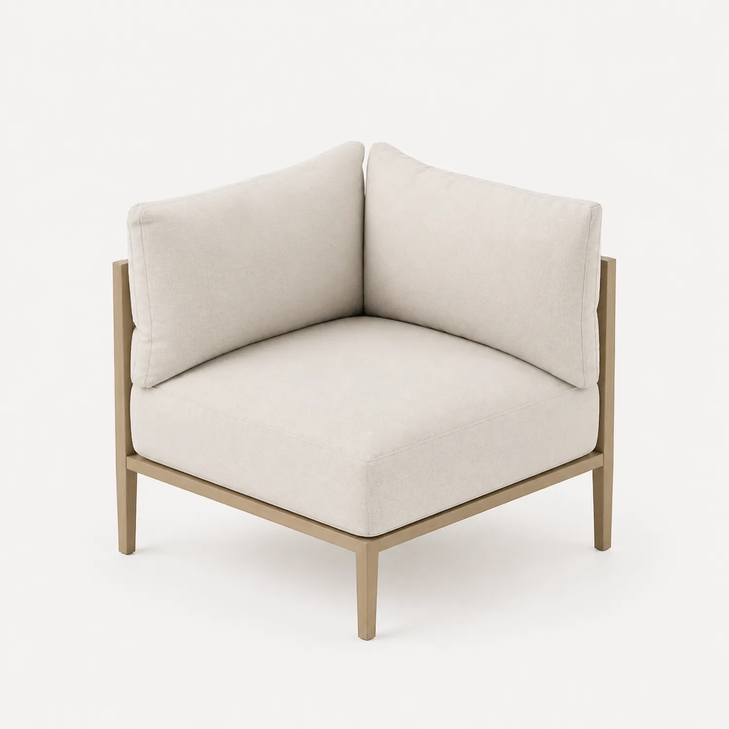 Sillón de Esquina de Exterior de Aluminio y Cojines de Poliéster Beige