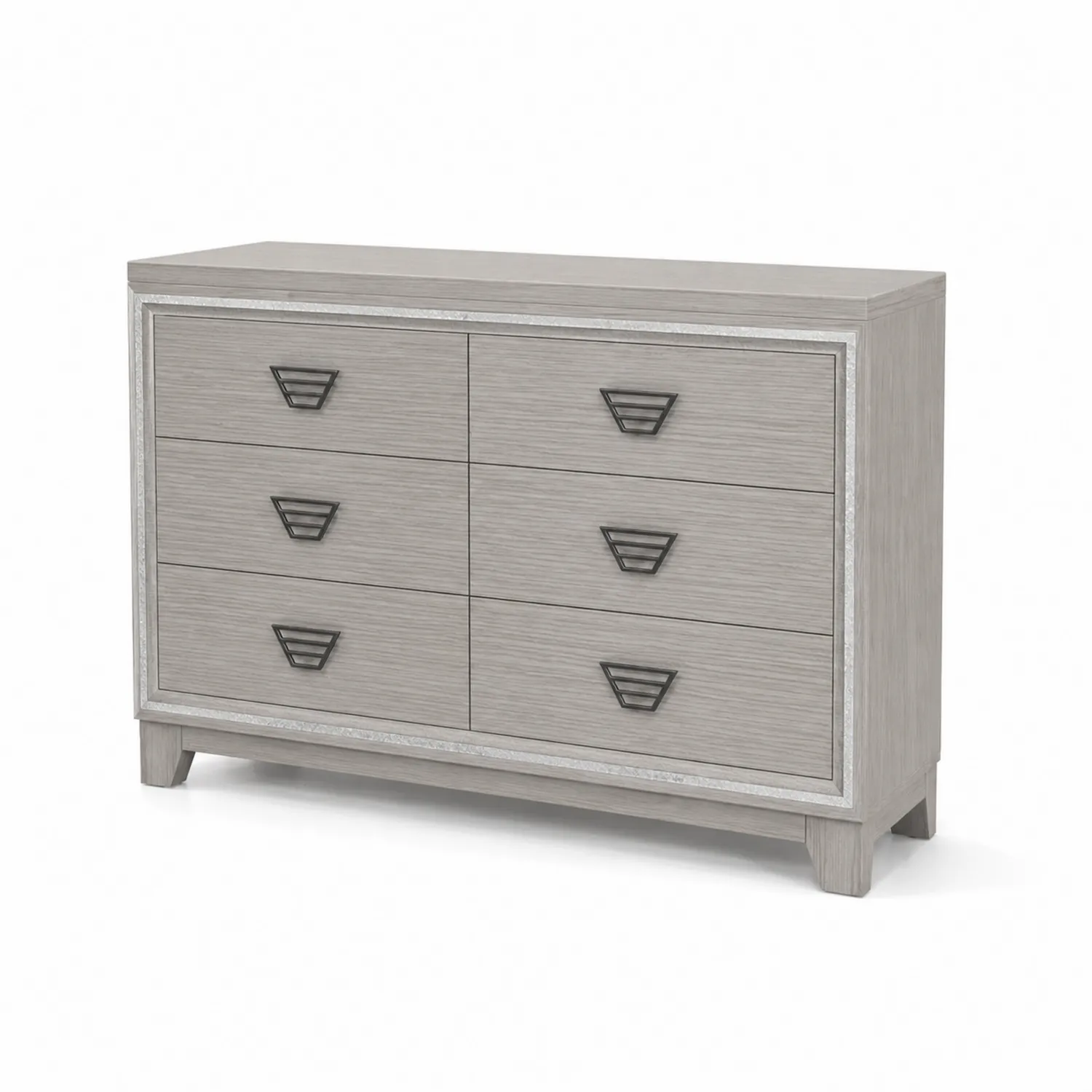 Cómoda de Madera Maciza con 6 Cajones Gris