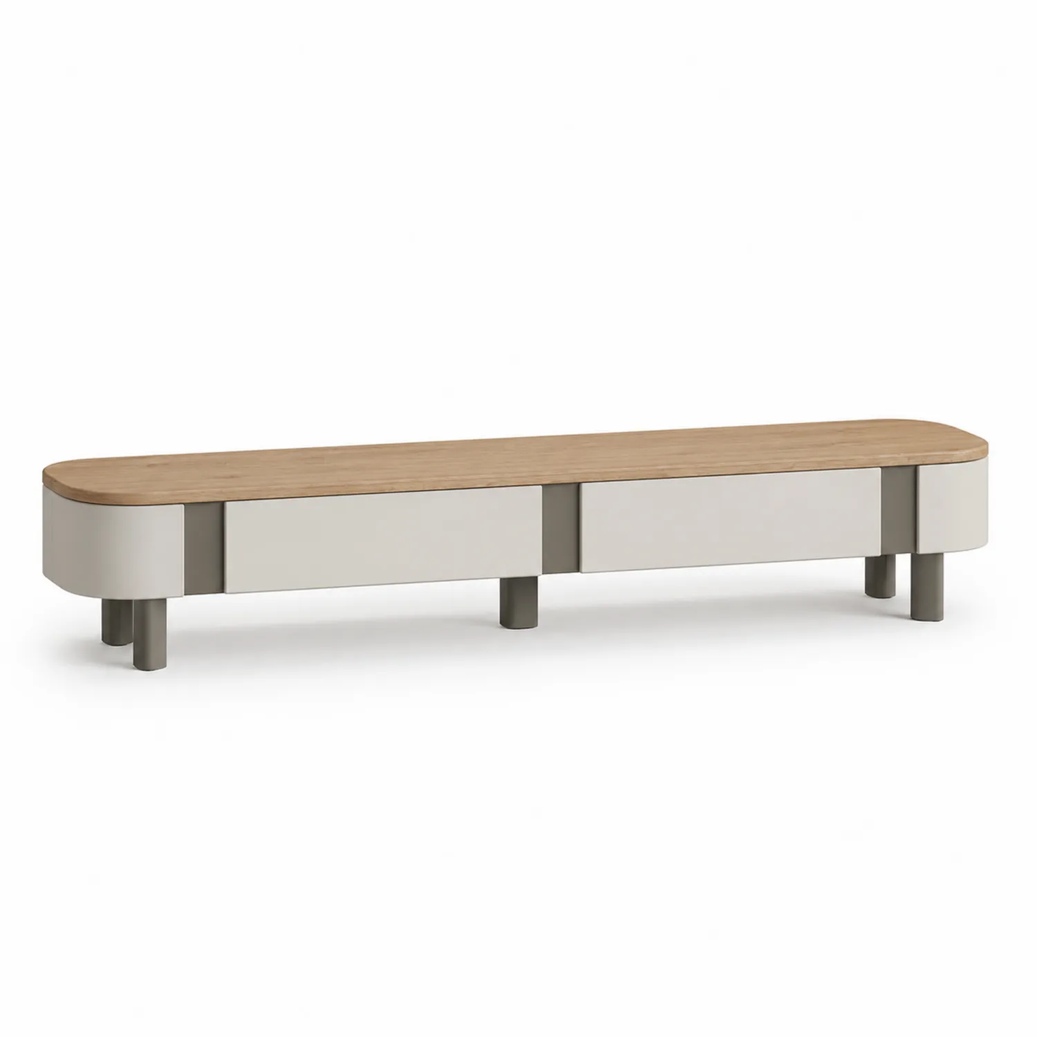 Mueble de TV de madera y metal 200x40x35 cm
