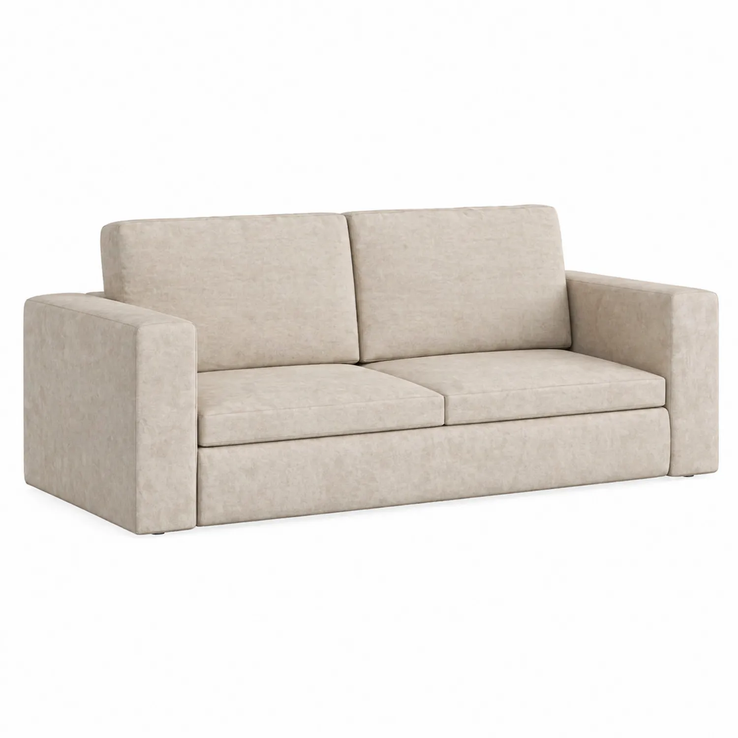 Sofá de 3 plazas de tela beige con estructura de madera