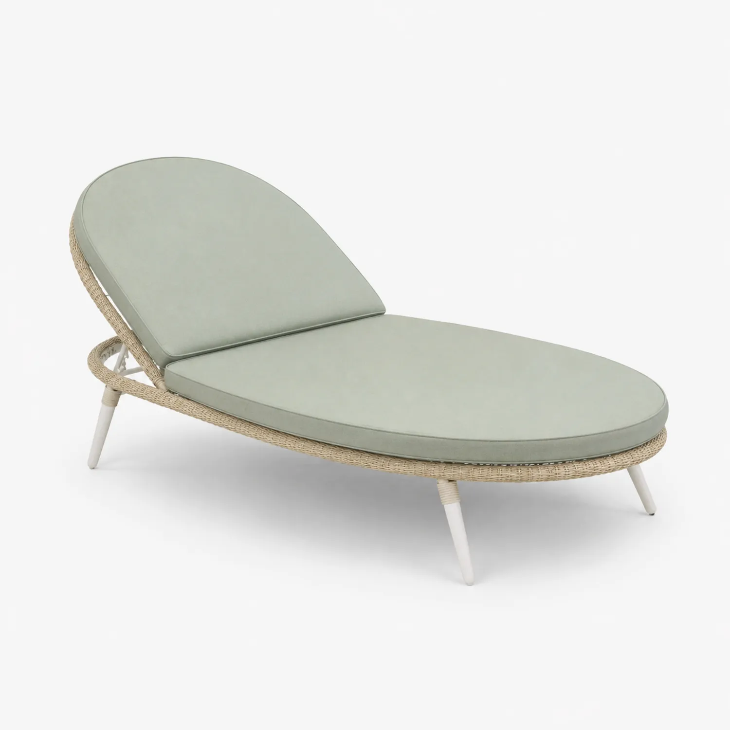 Tumbona de Aluminio y Rattan con Cojines Verde Claro