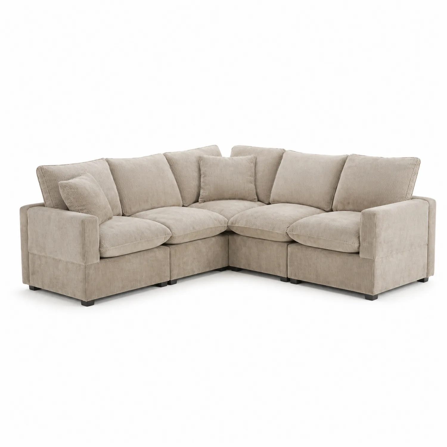 Sofá seccional de tela chenilla esquina Beige