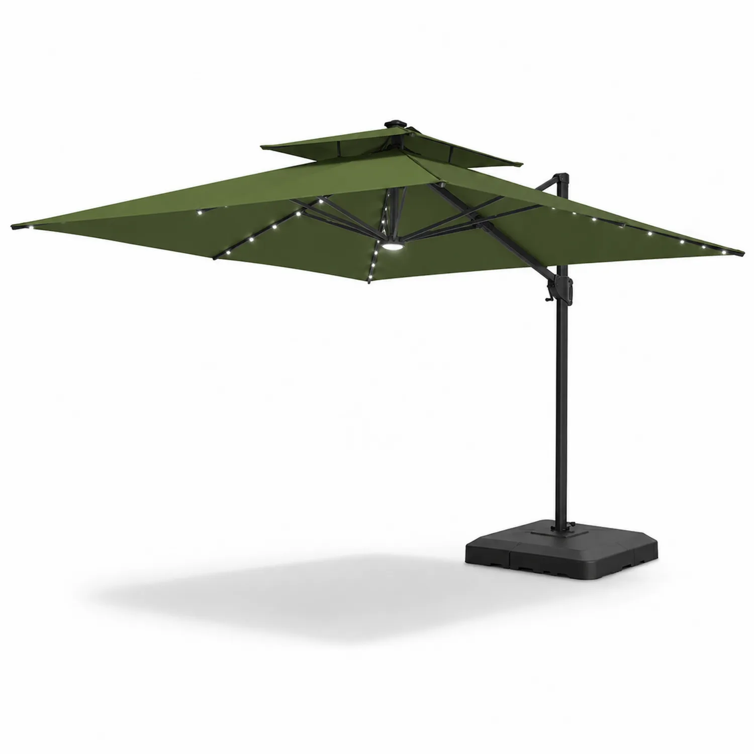 Sombrilla Cuadrada de Aluminio con Luz LED 300cm Verde