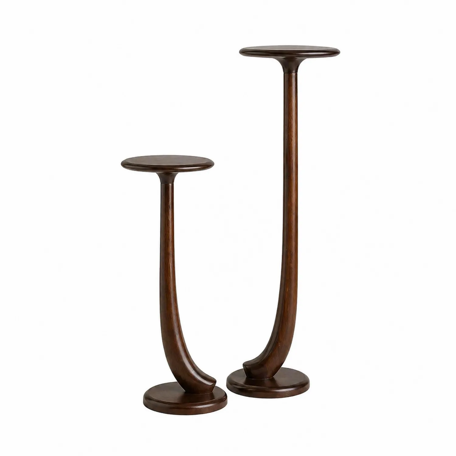 Conjunto de Soportes para Plantas en Madera Marrón