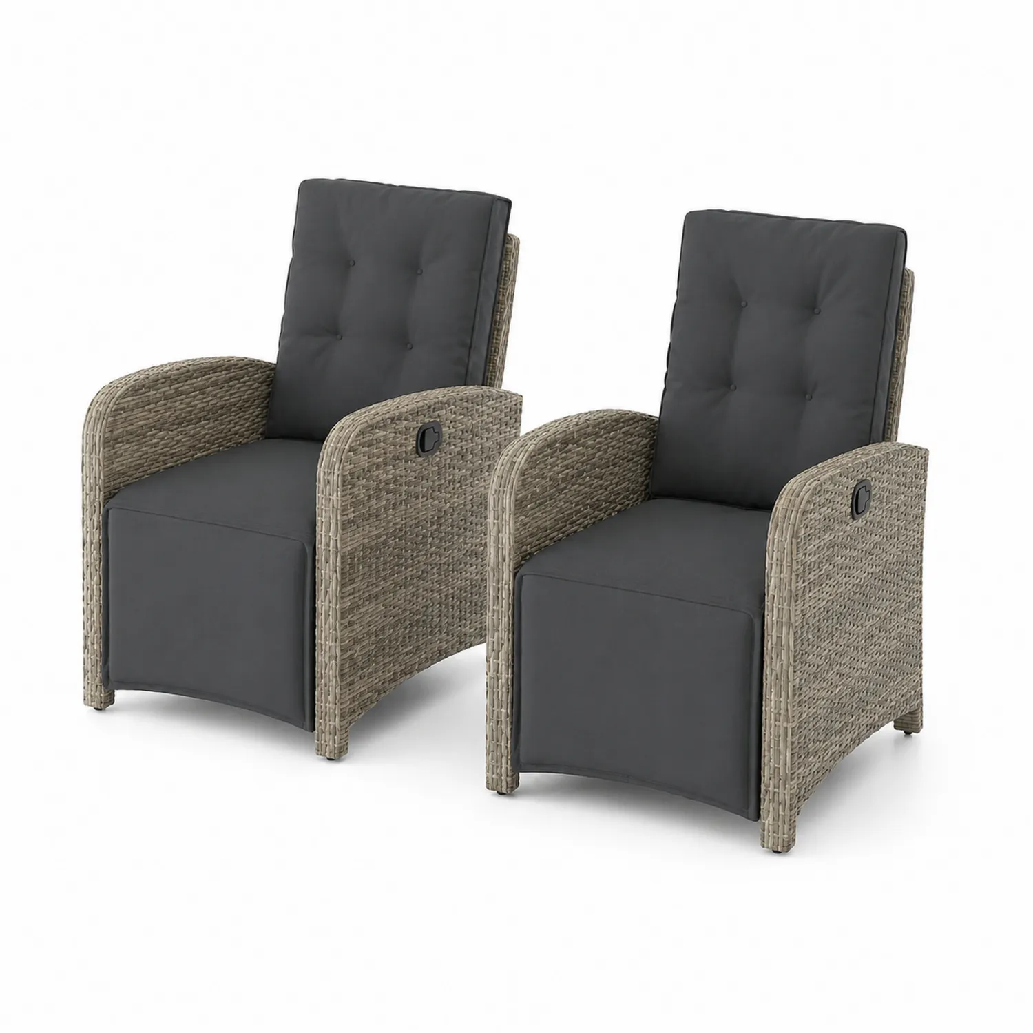 Conjunto de Sillas Reclinables de Ratán Sintético Gris