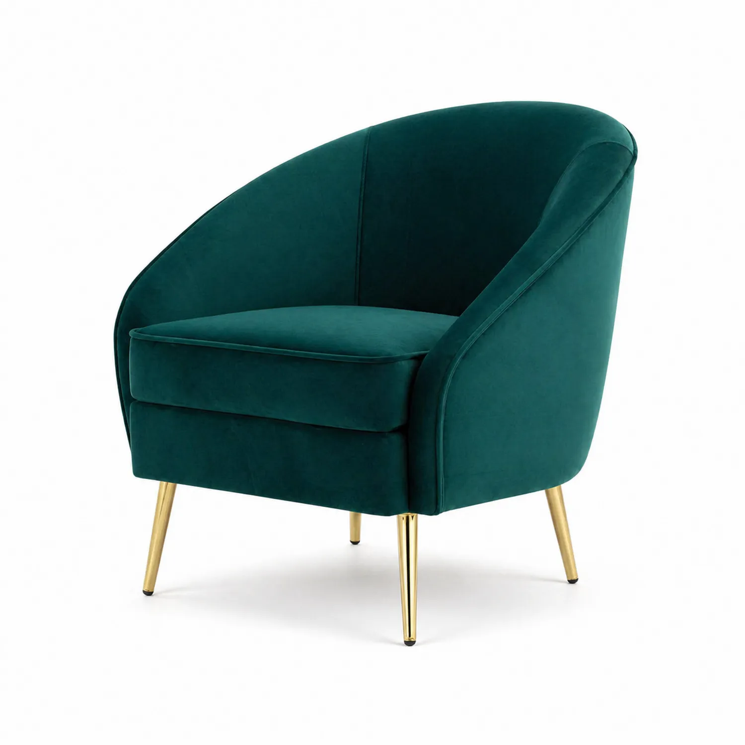 Sillón de Terciopelo Verde con Patas Metálicas Doradas