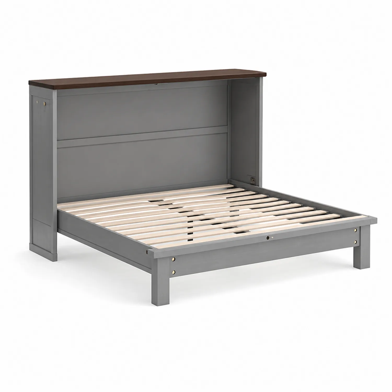Cama abatible de Madera y Metal 200x150 cm Gris/Marrón