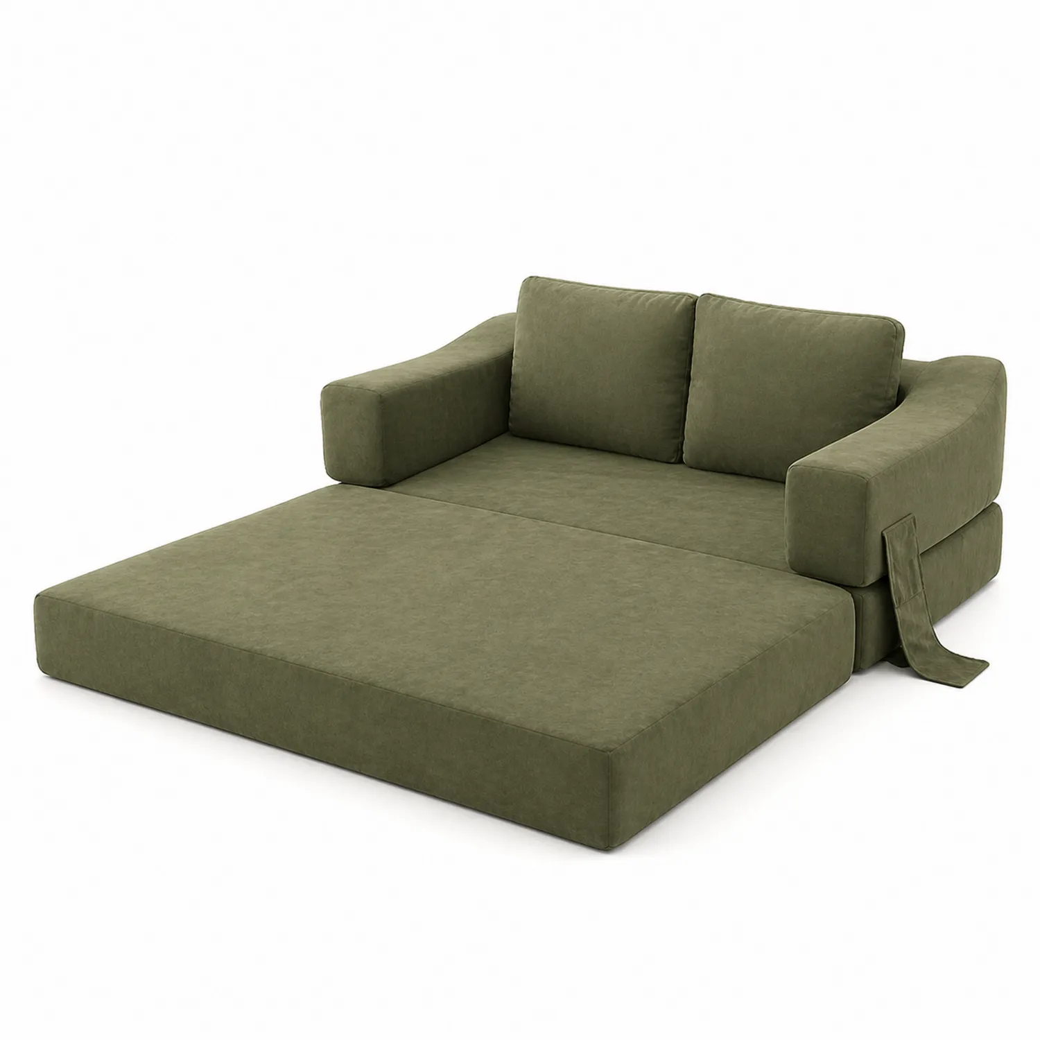 Sofá cama plegable de tela verde 200x140 cm