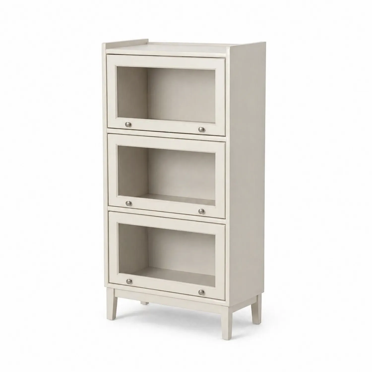 Estantería de Madera y Vidrio Blanco 3 Niveles 120x60x30 cm