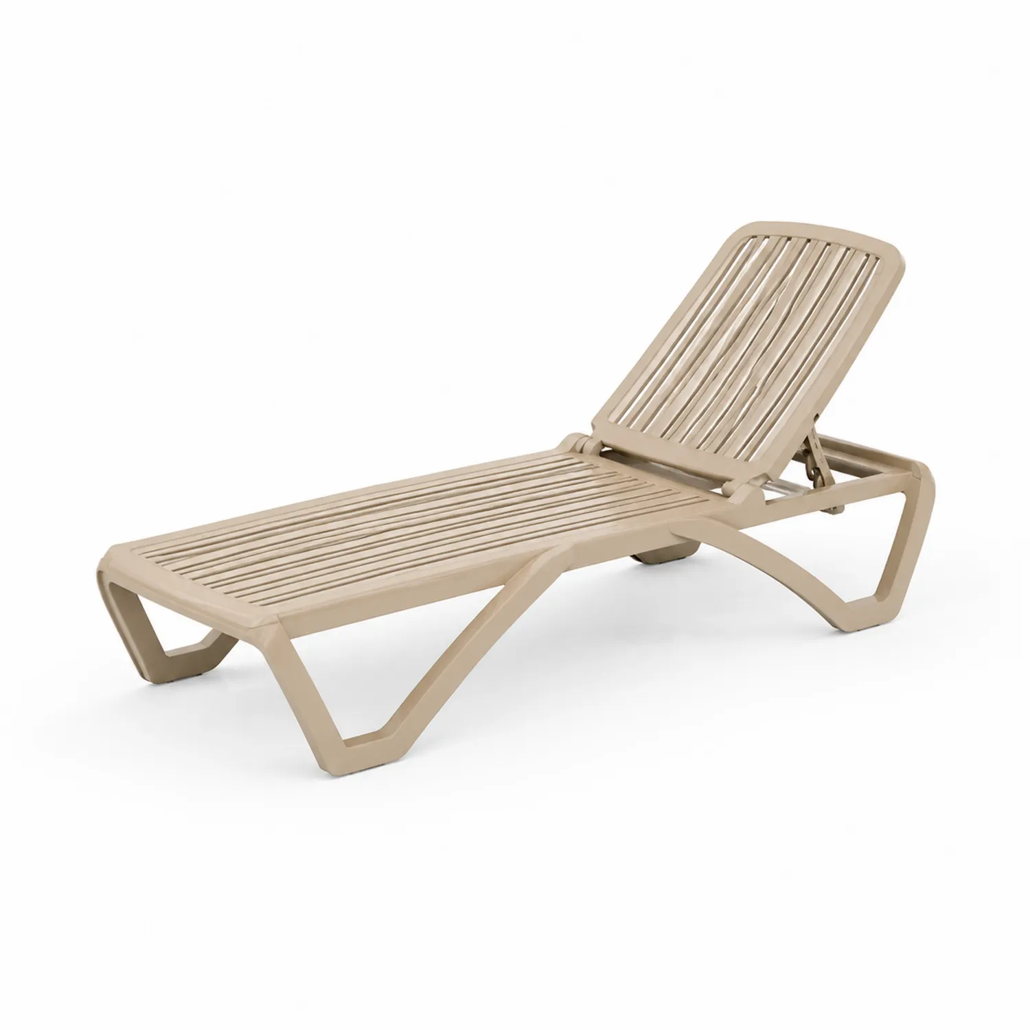 Tumbona de jardín reclinable de plástico 195x65x28 cm Beige