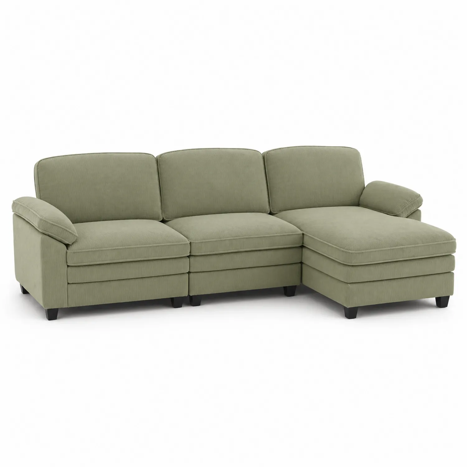 Sofá seccional de tela con chaise longue verde