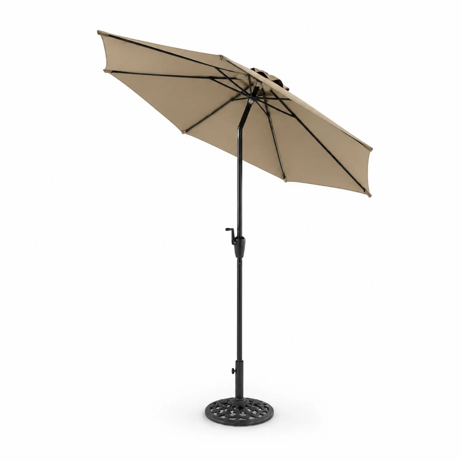 Sombrilla de Aluminio y Poliéster Beige con Base de Hierro Fundido