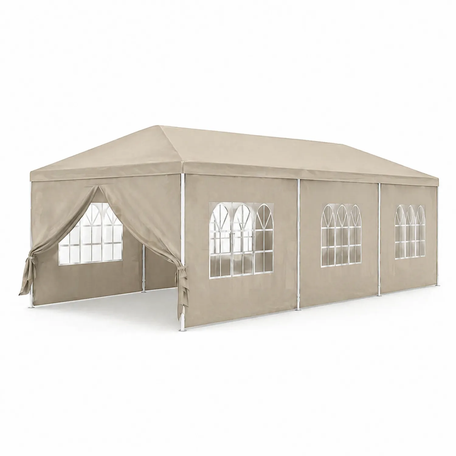 Carpa de Polietileno Beige 6x3m con Ventanas de PVC