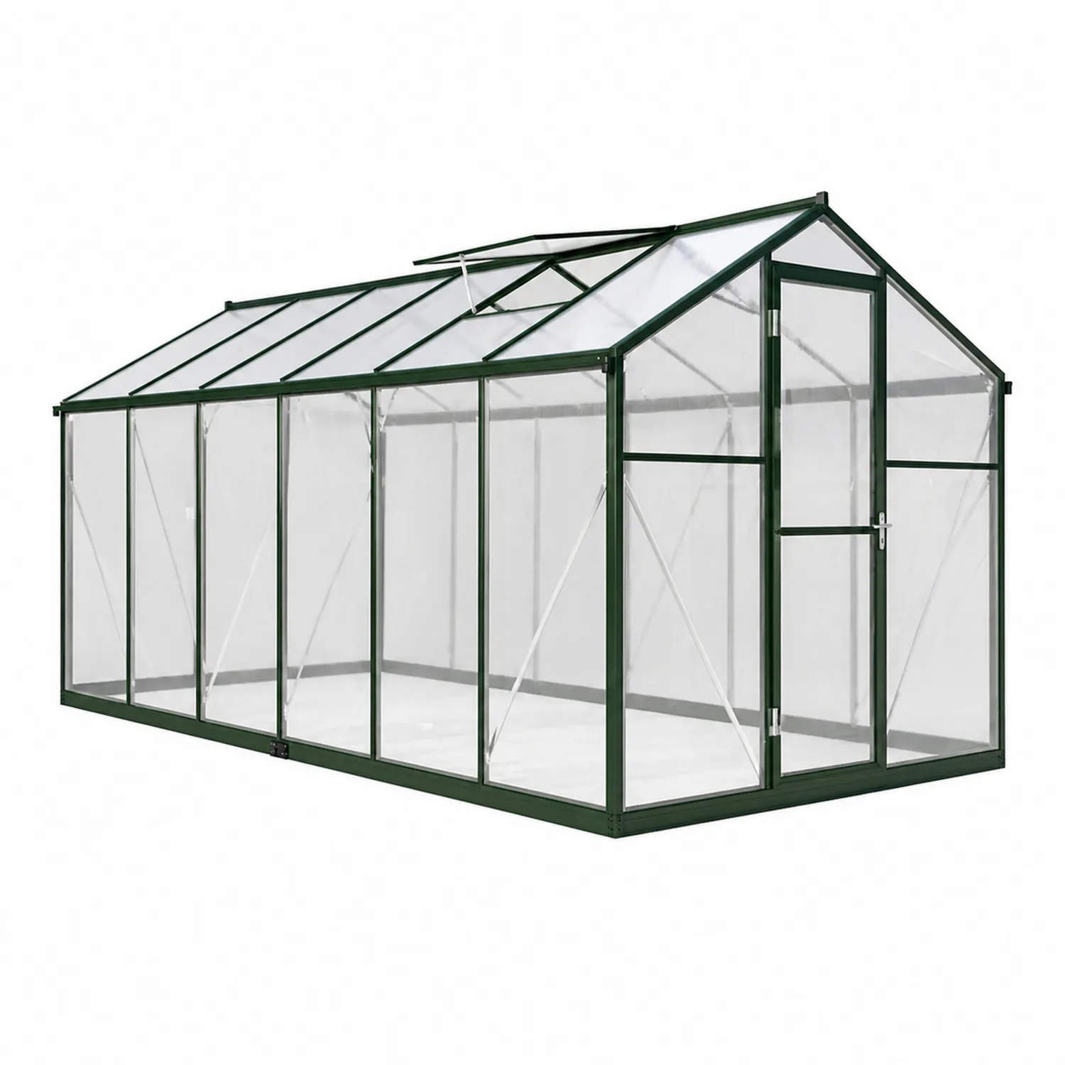 Invernadero de Aluminio con Paneles de Policarbonato Transparente Verde