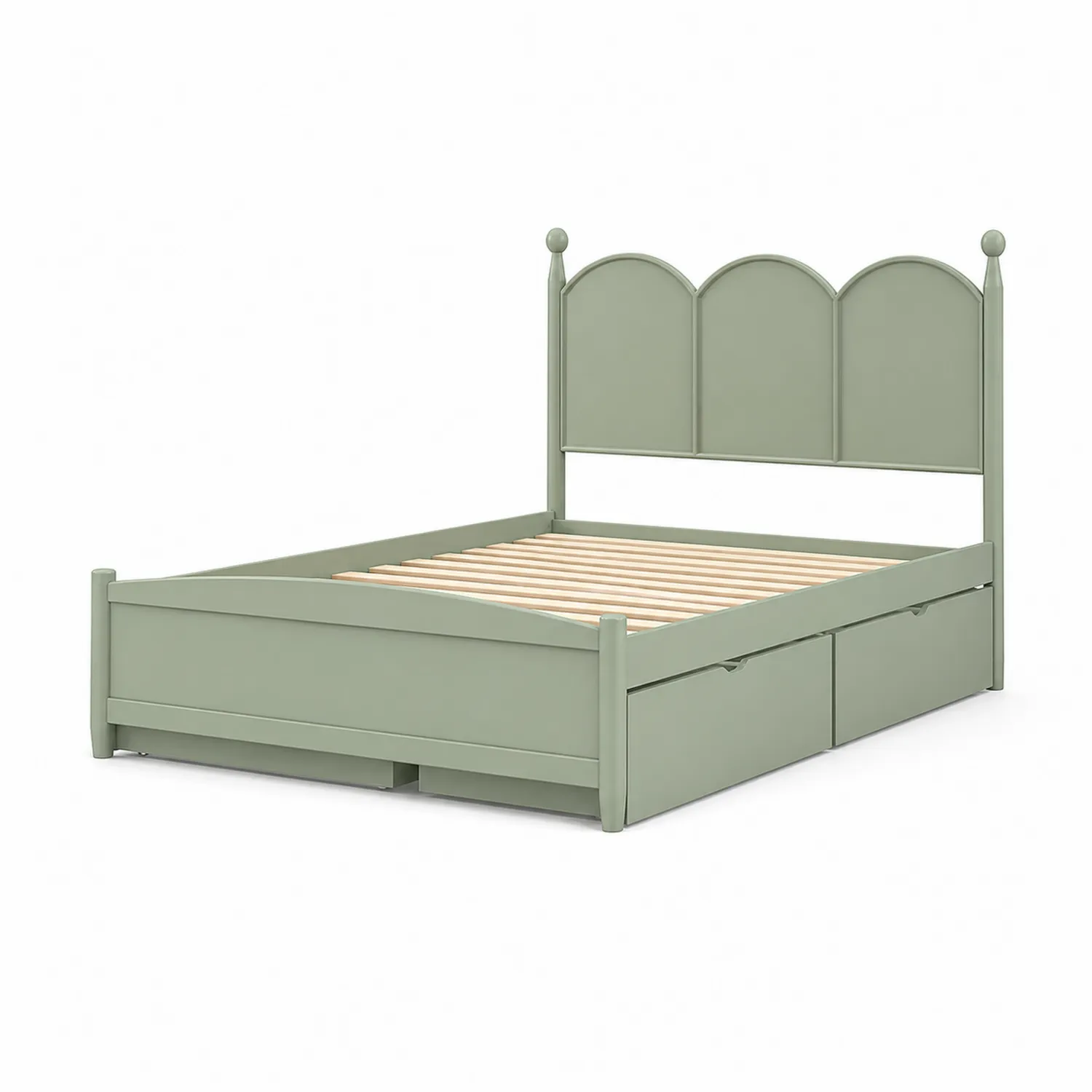 Cama de Madera MDF Verde con Almacenamiento 210x160 cm