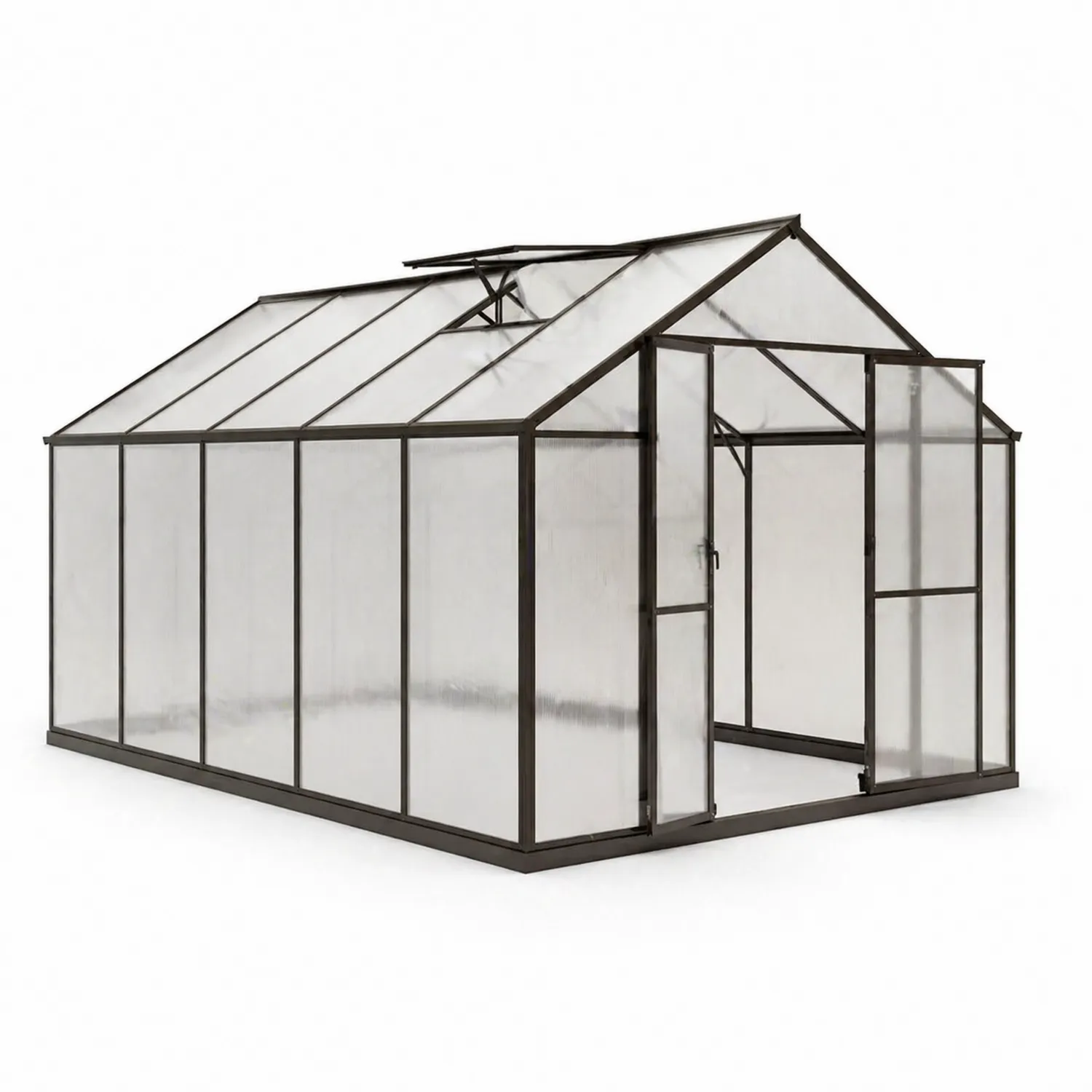 Invernadero de aluminio con paneles de policarbonato de 4 mm, dimensiones 250x190x195 cm