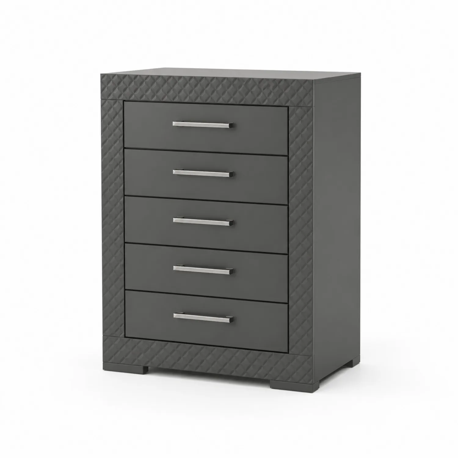 Cajonera de MDF con 5 cajones y tiradores metálicos Gris 90cm x 40cm x 120cm
