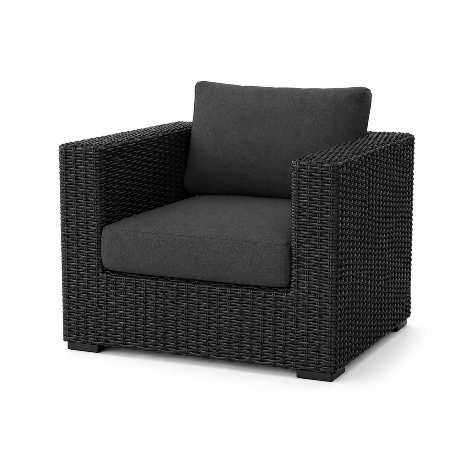 Sillón de Exterior de Ratán Sintético con Cojines de Poliéster 80x80x75 cm