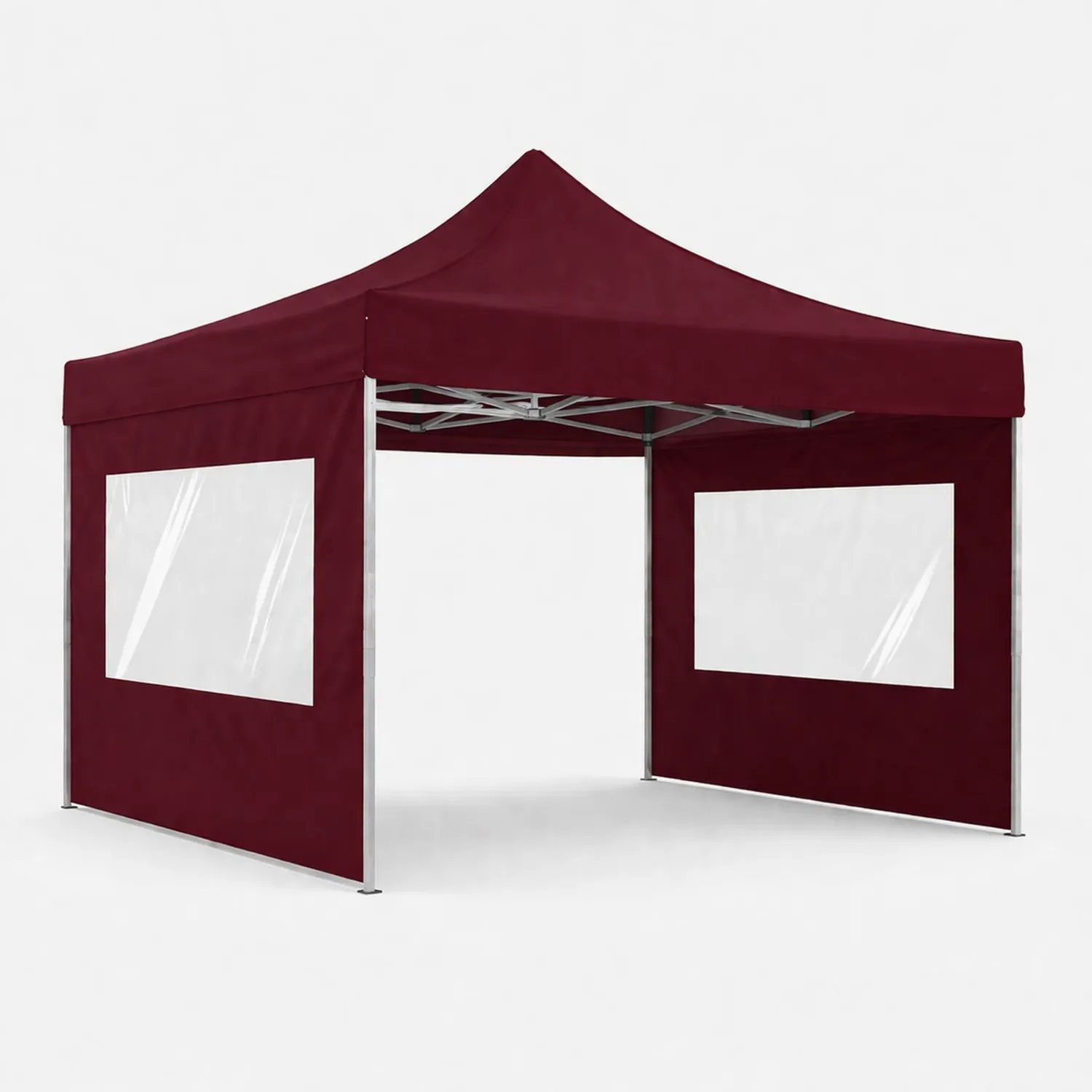 Cenador plegable de poliéster con estructura de acero 3x3m Granate