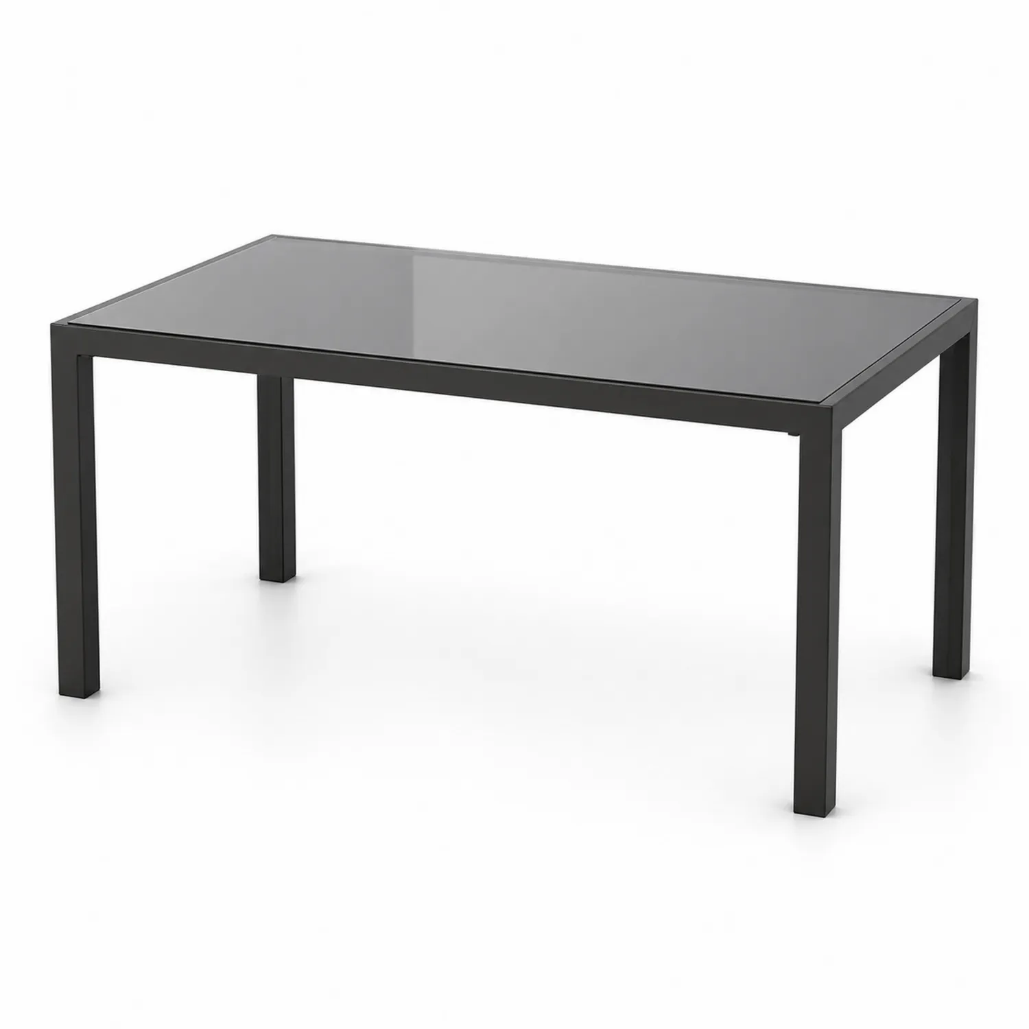 Mesa de jardín de vidrio templado y metal negra