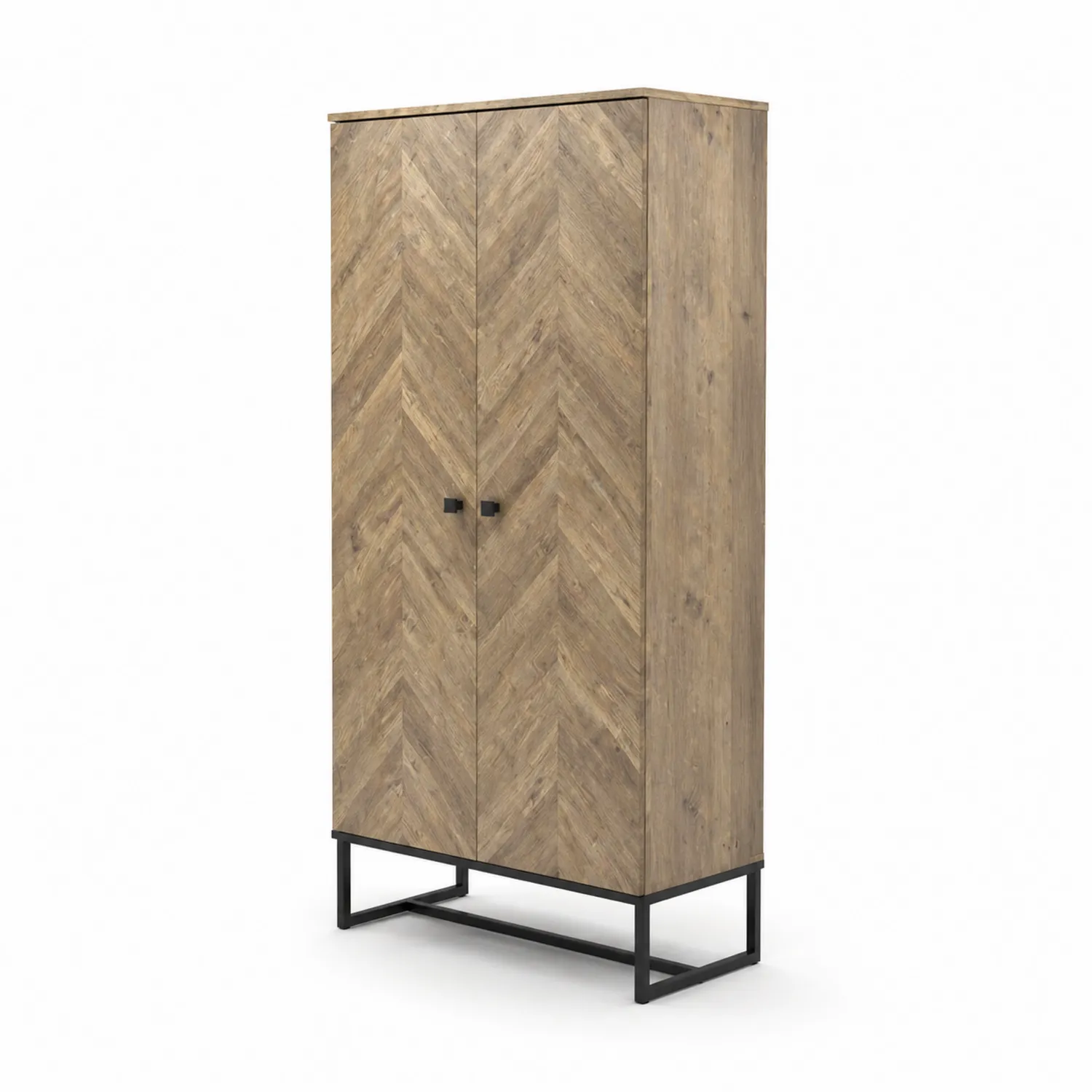 Armario de madera con estructura metálica, 190 cm, Marrón
