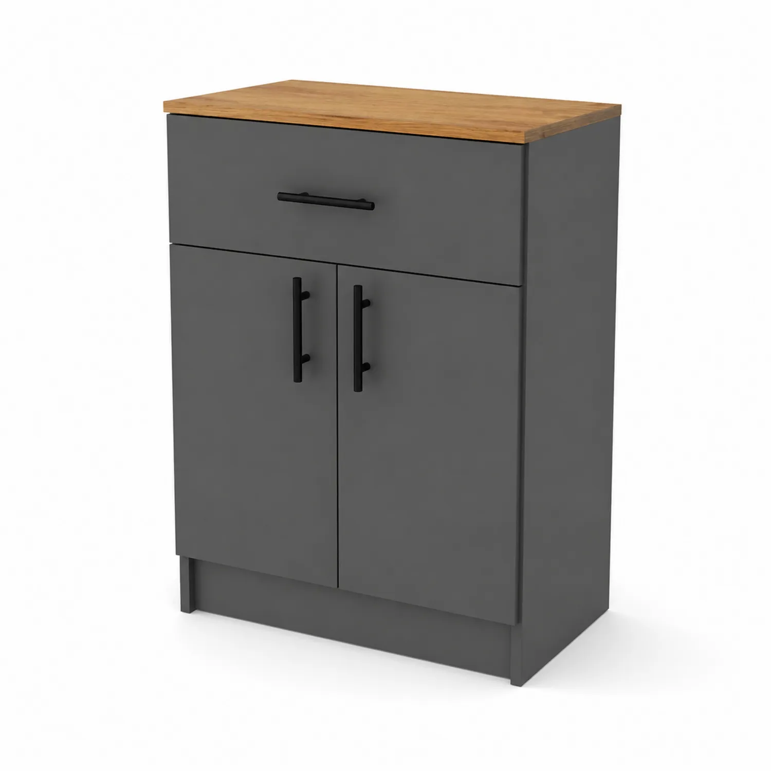 Cómoda MDF gris con tapa efecto roble 80x60x40 cm