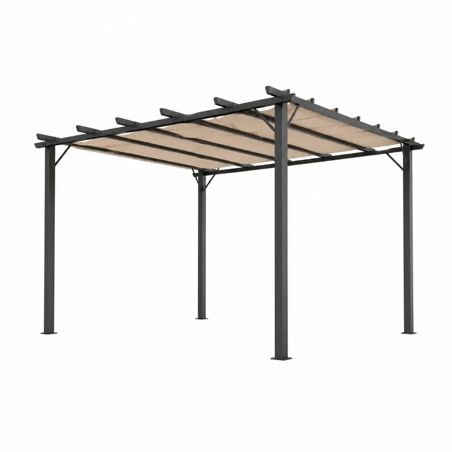 Pérgola de Aluminio con Techo de Poliéster 3x3m Beige/Negro