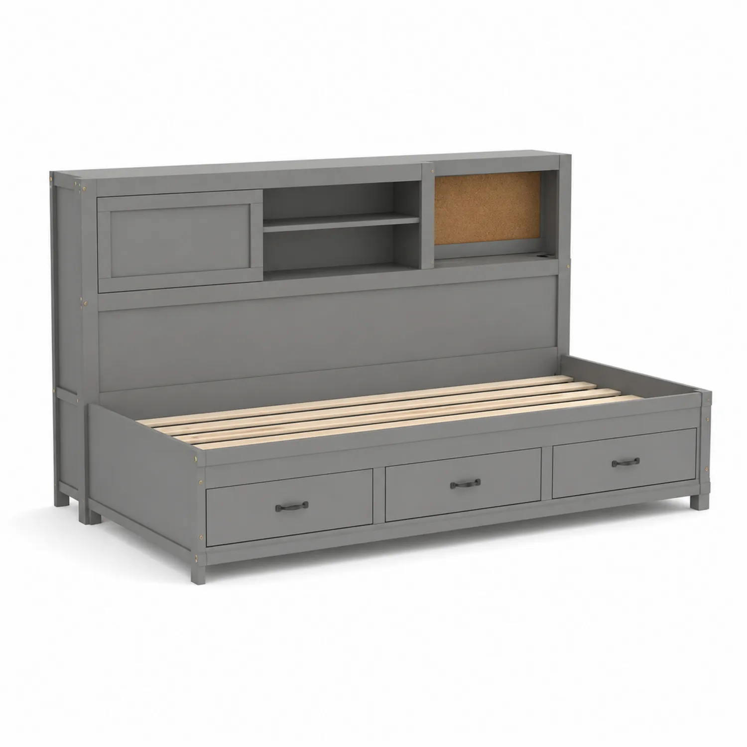 Cama de día gris de madera con almacenamiento 204x98x110 cm