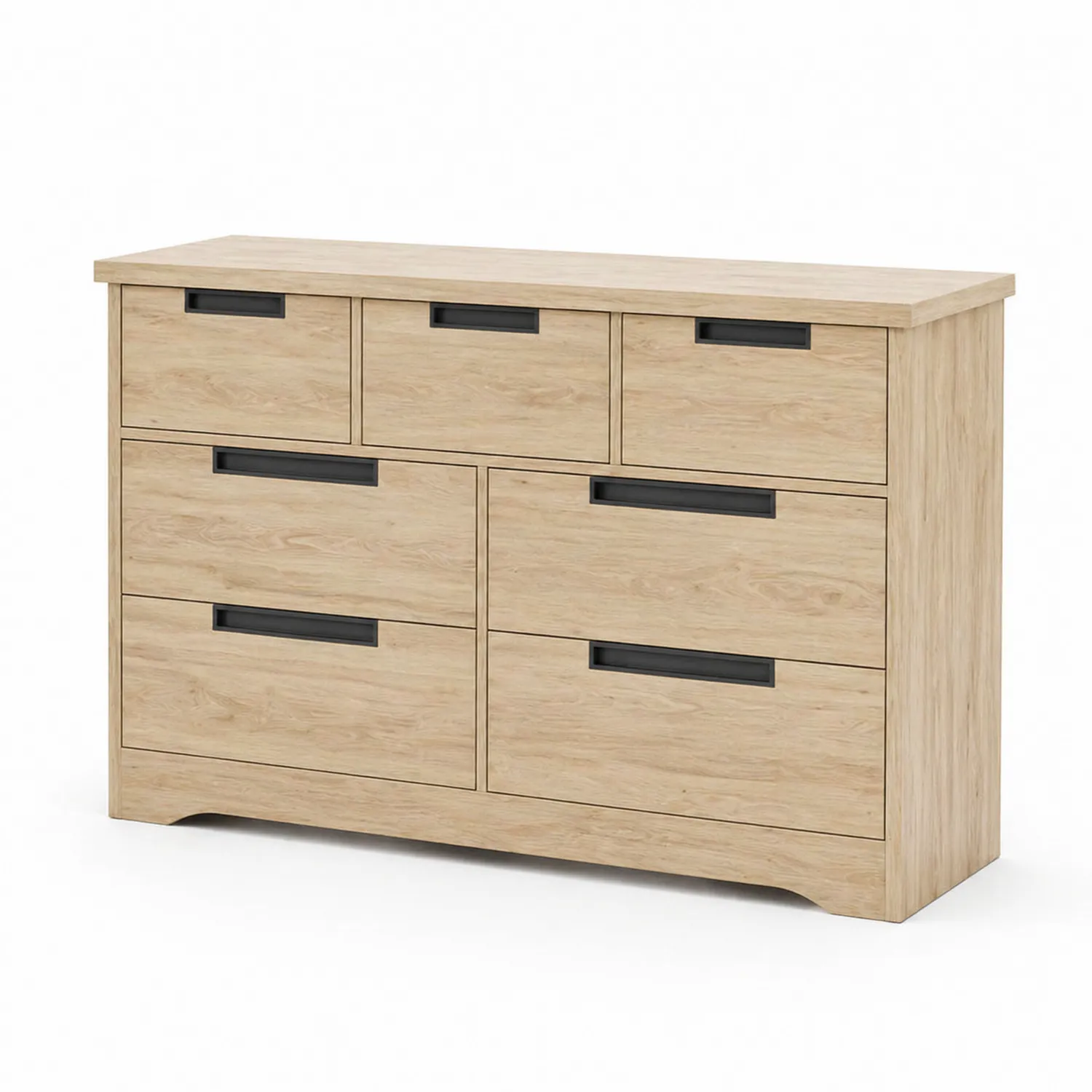 Cajonera de madera con 7 cajones 120x40x80 cm Roble Claro