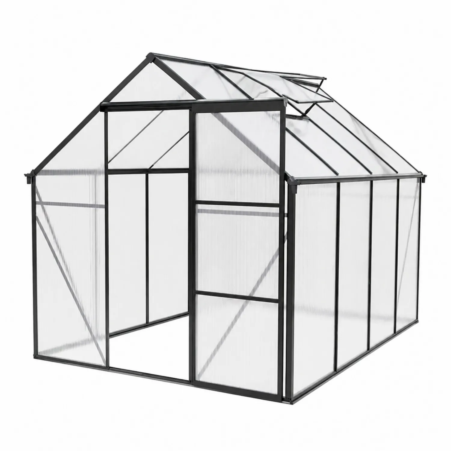 Invernadero de aluminio y policarbonato de 4 mm 250x190x195 cm Negro