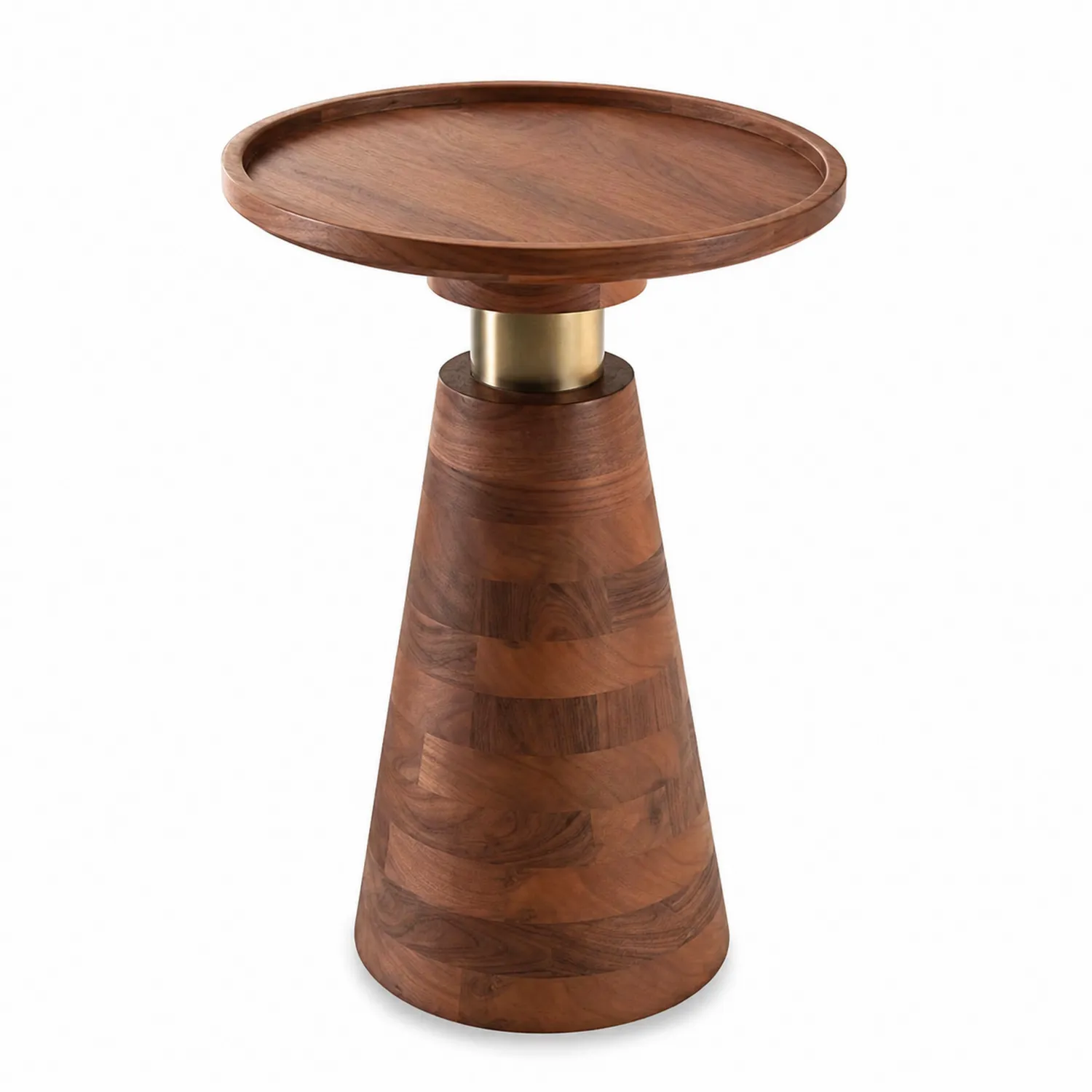 Mesa auxiliar de madera de acacia y latón 50x60 cm