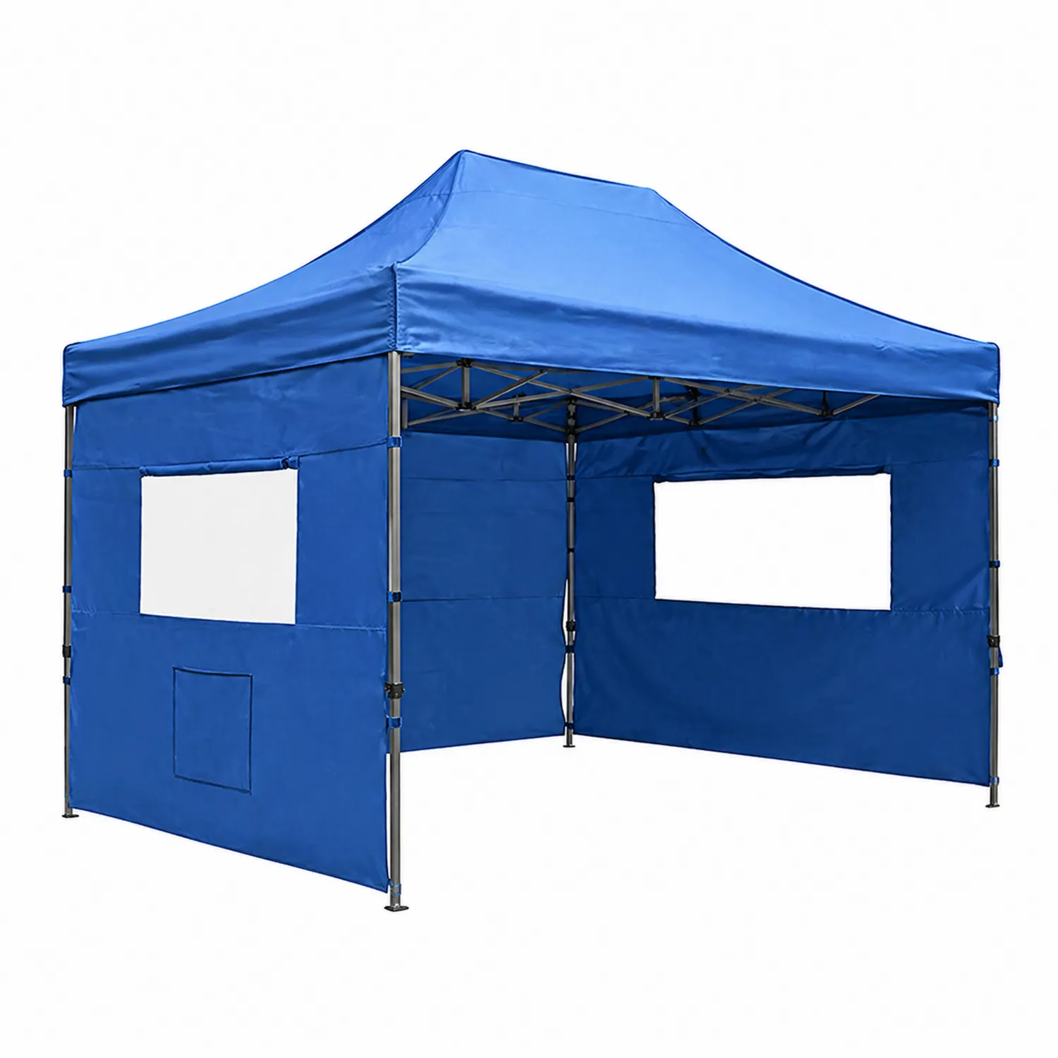 Carpa Plegable de Metal con Paredes de Poliéster Azul 3x3m