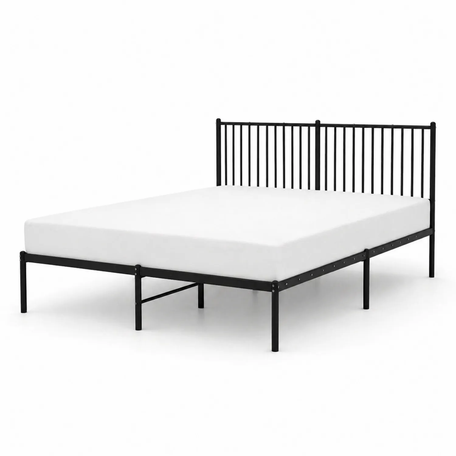 Cama de metal negro con colchón 200x160 cm