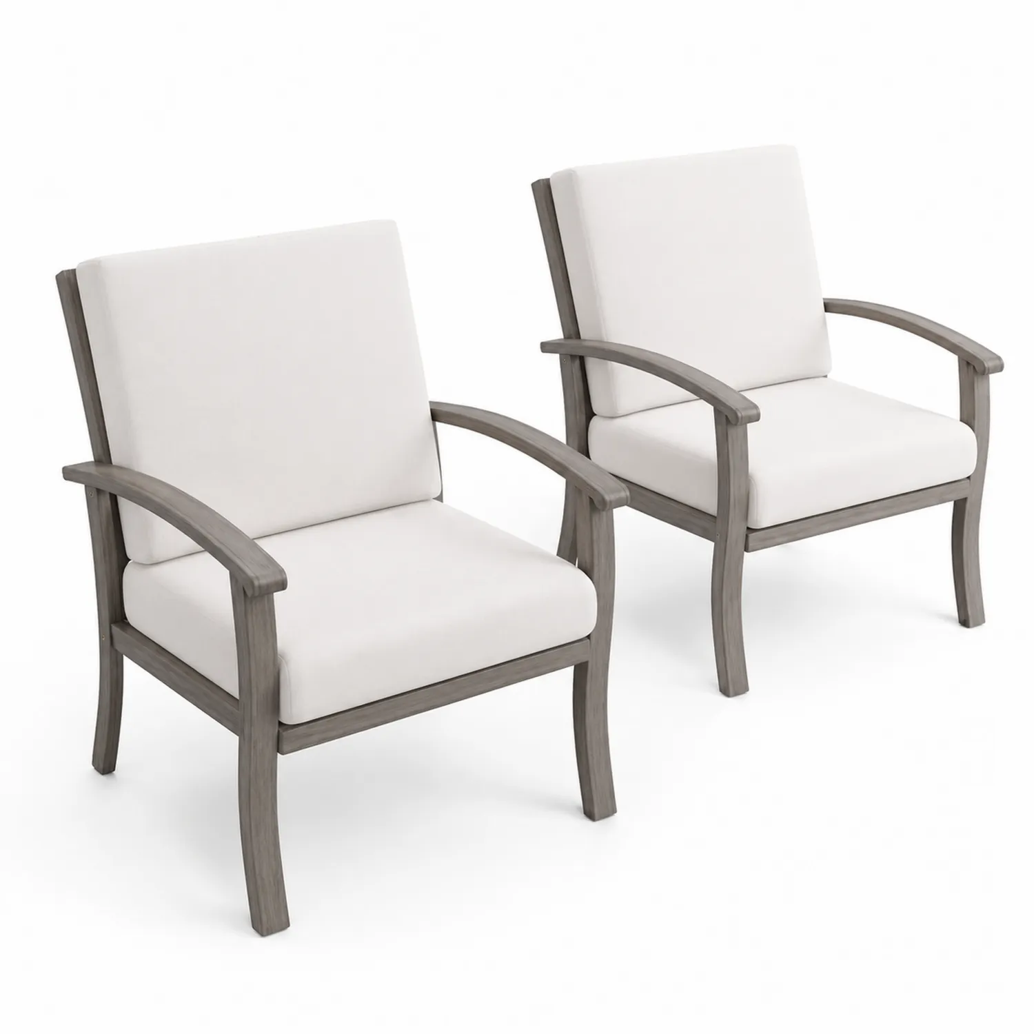 Conjunto de 2 sillones de madera con cojines de poliéster