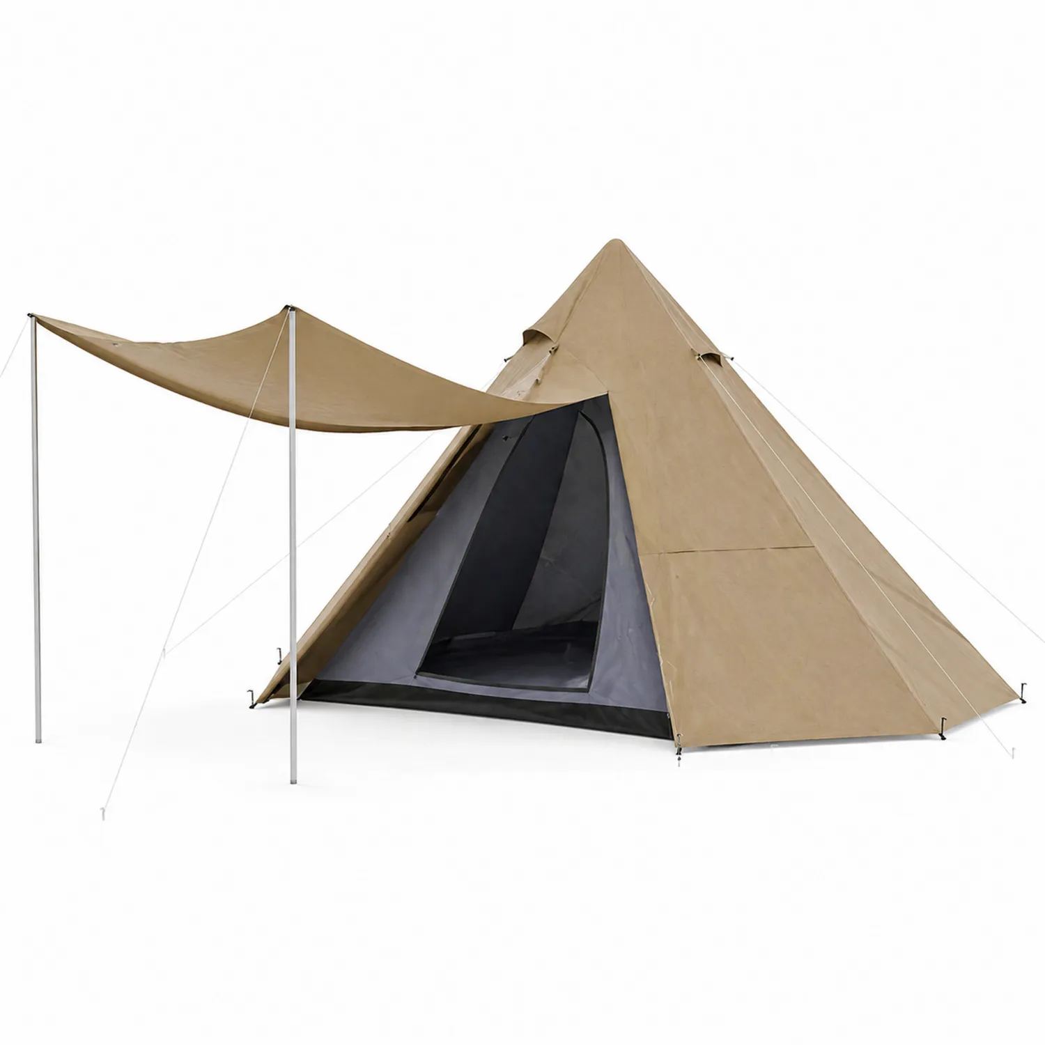 Tienda de Campaña Tipo Tipi de Algodón con Toldo Beige