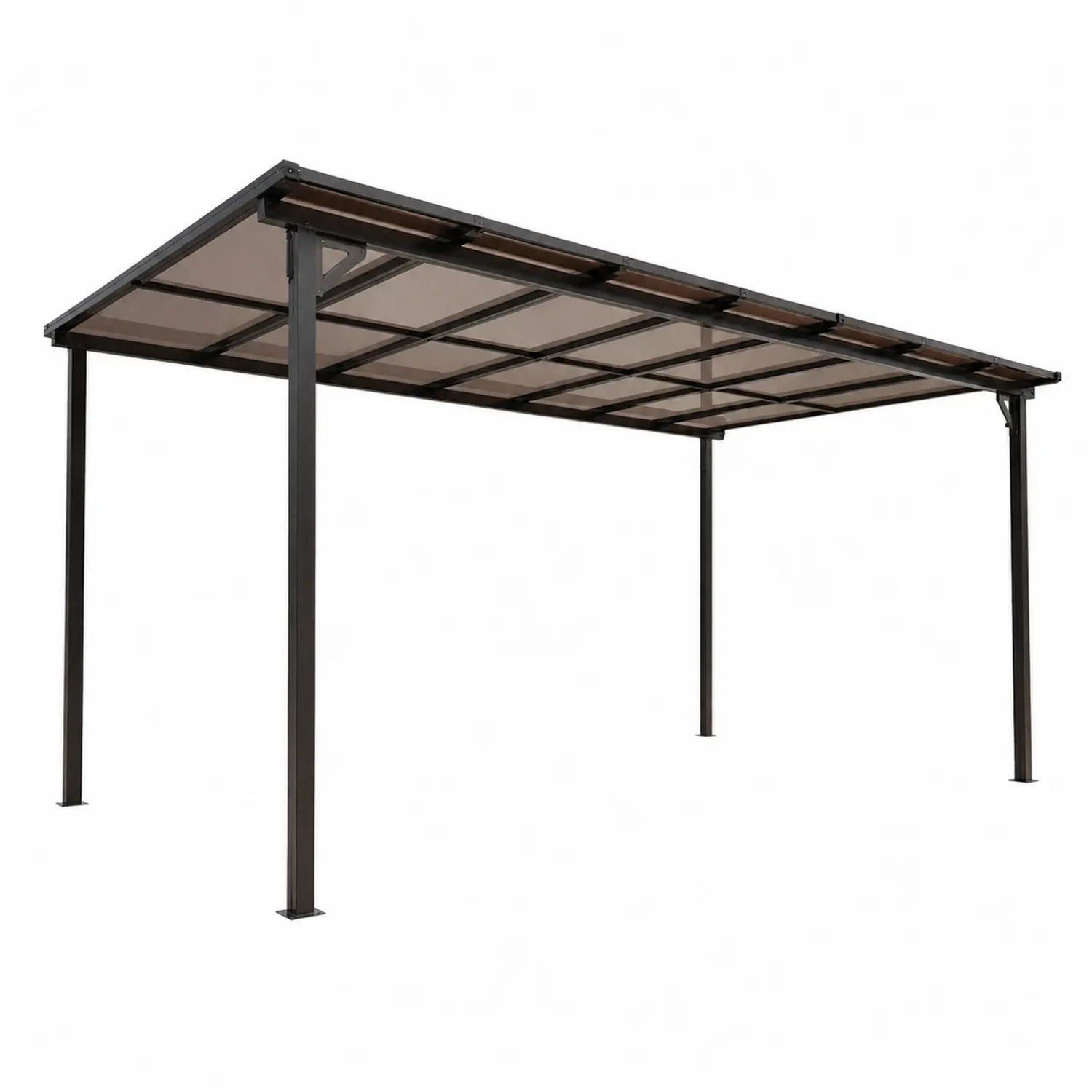 Cenador de metal con techo de policarbonato bronce 300x400 cm