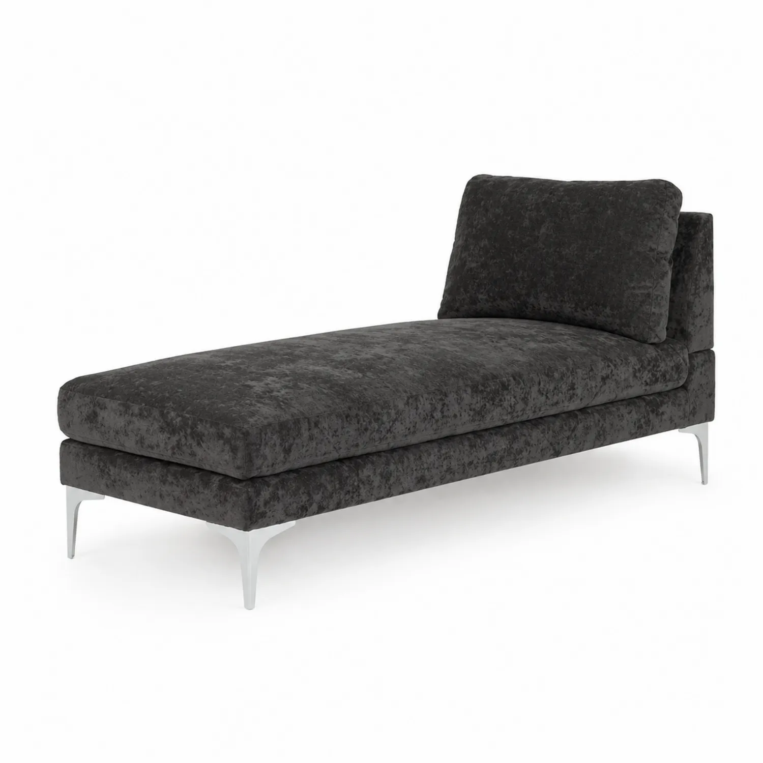Chaise Longue de Tela Negra con Patas Metálicas