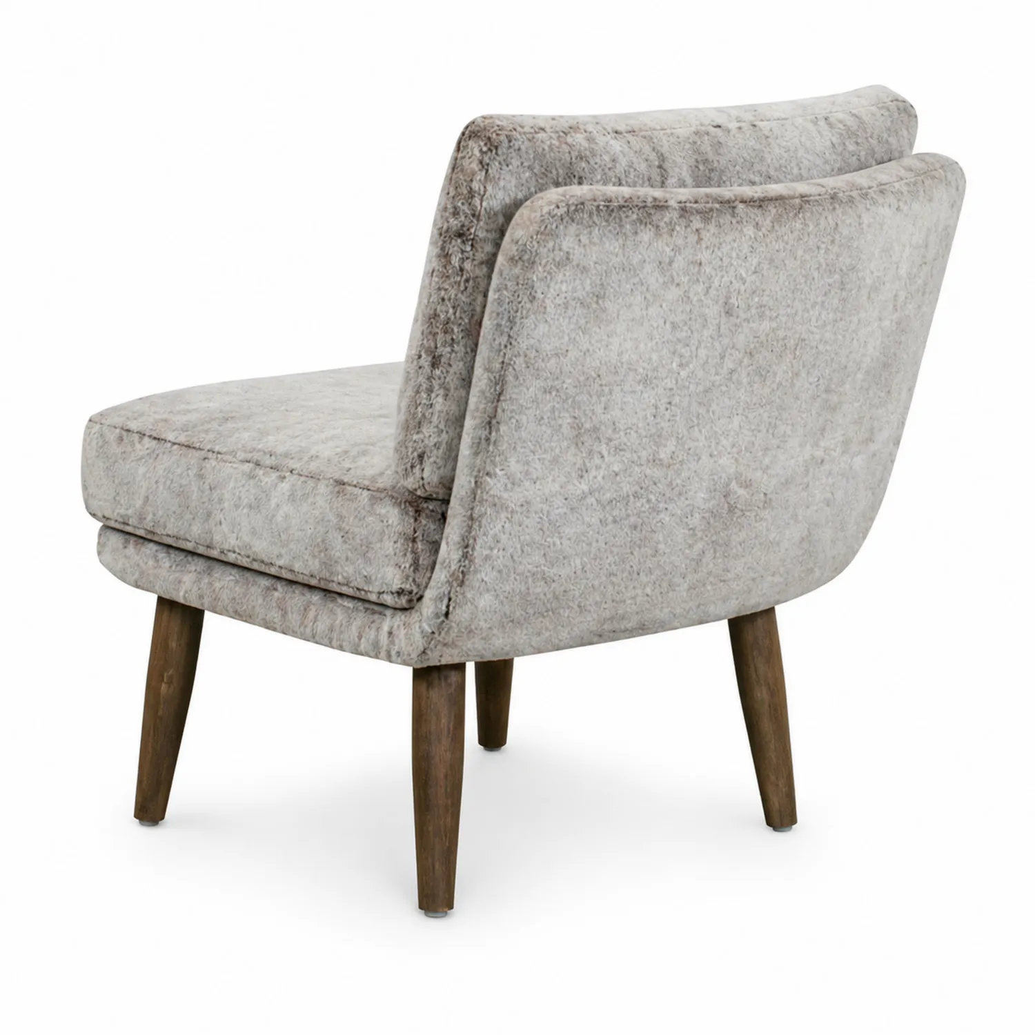 Sillón tapizado en microfibra gris con patas de madera