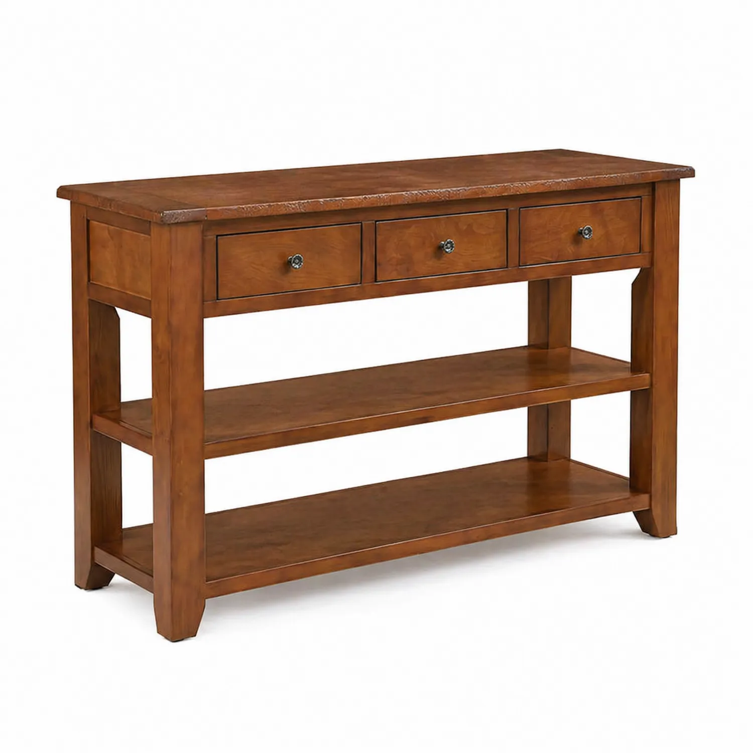 Mesa de Madera de Pino con 3 Cajones y 2 Estantes Marrón