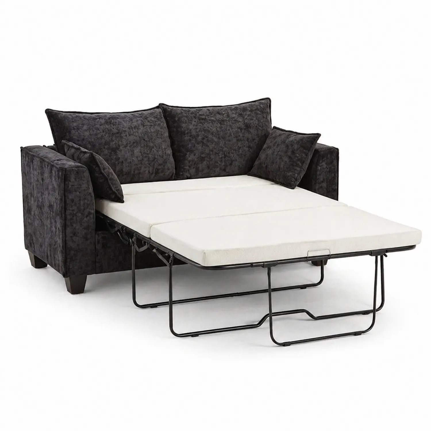 Sofá cama de poliéster negro con colchón de espuma
