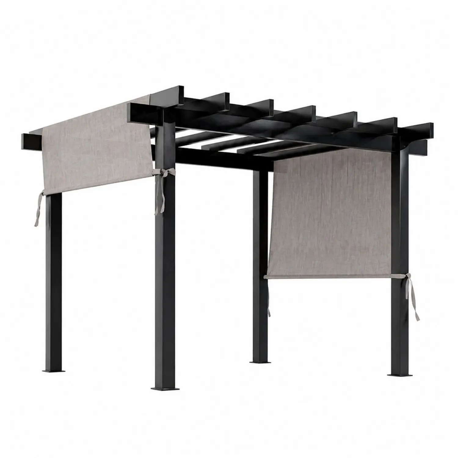 Pérgola de Aluminio con Cortinas de Poliéster Ajustables 3x4 m
