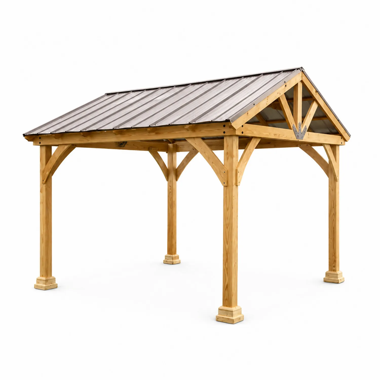 Cenador de Madera con Techo Metálico Galvanizado 3x4m Marrón