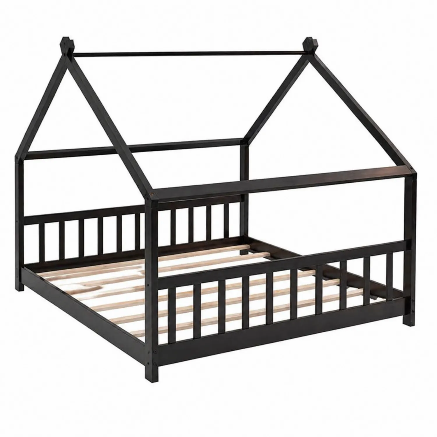 Cama Infantil de Madera Negra 200x90 cm