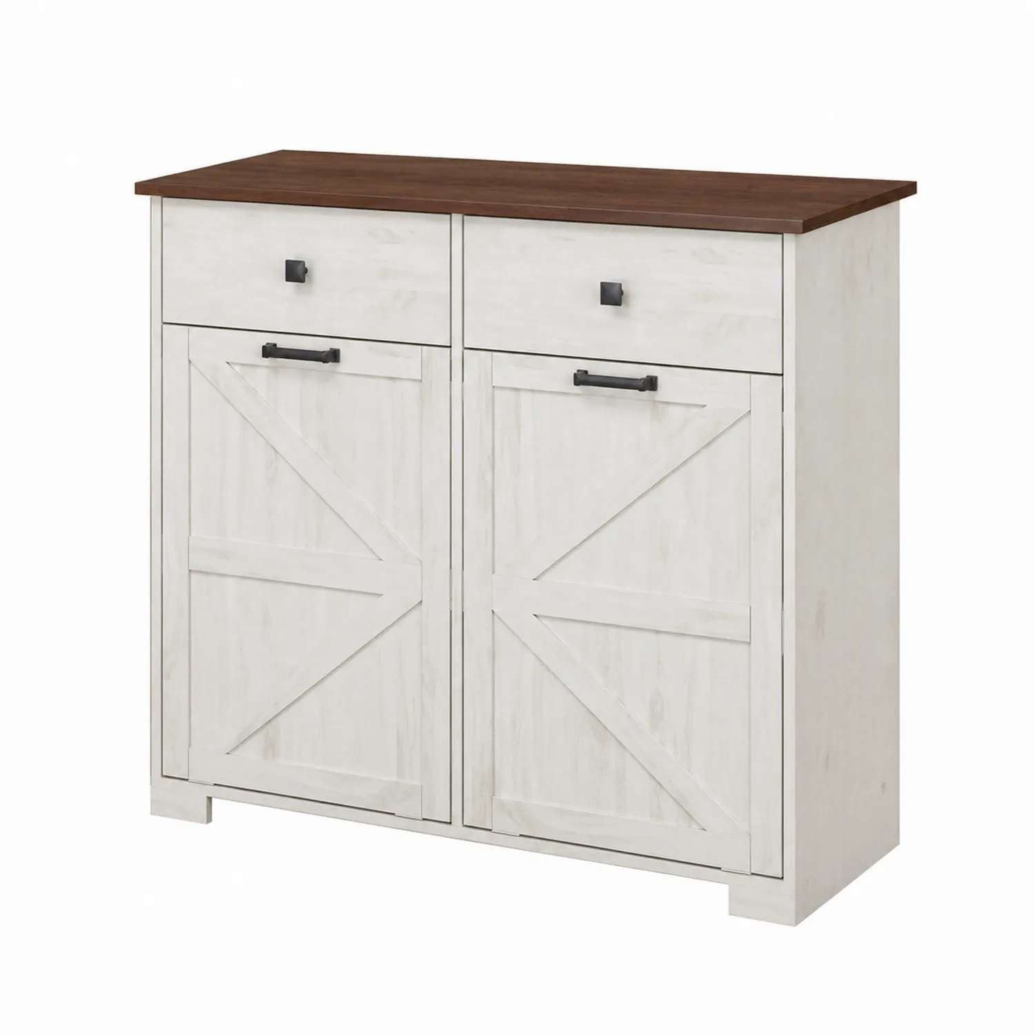 Aparador de Madera con 2 Puertas y 2 Cajones Blanco y Marrón